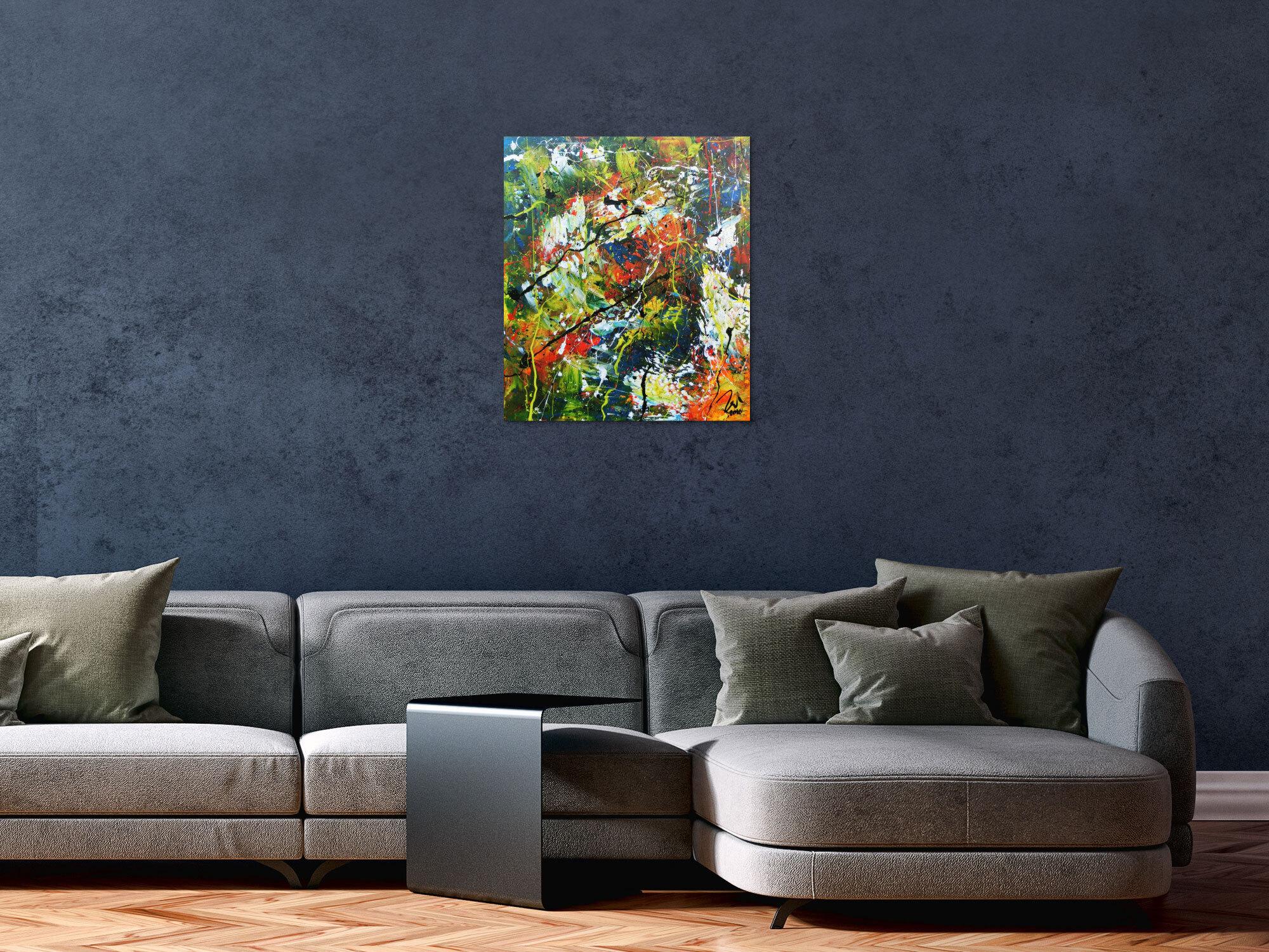 Buntes abstraktes Acrylbild mit vielen Farben sehr modern