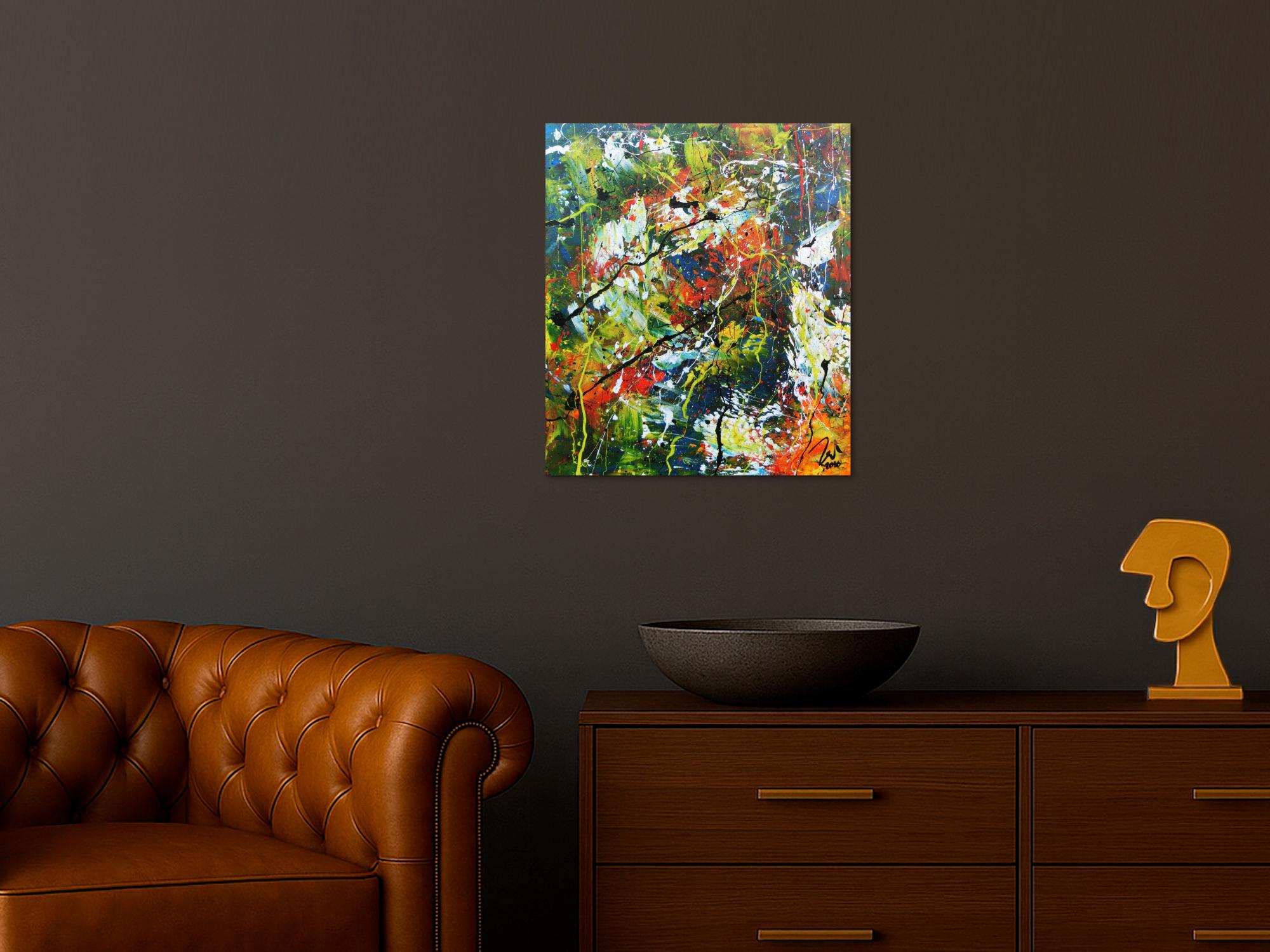 Buntes abstraktes Acrylbild mit vielen Farben sehr modern