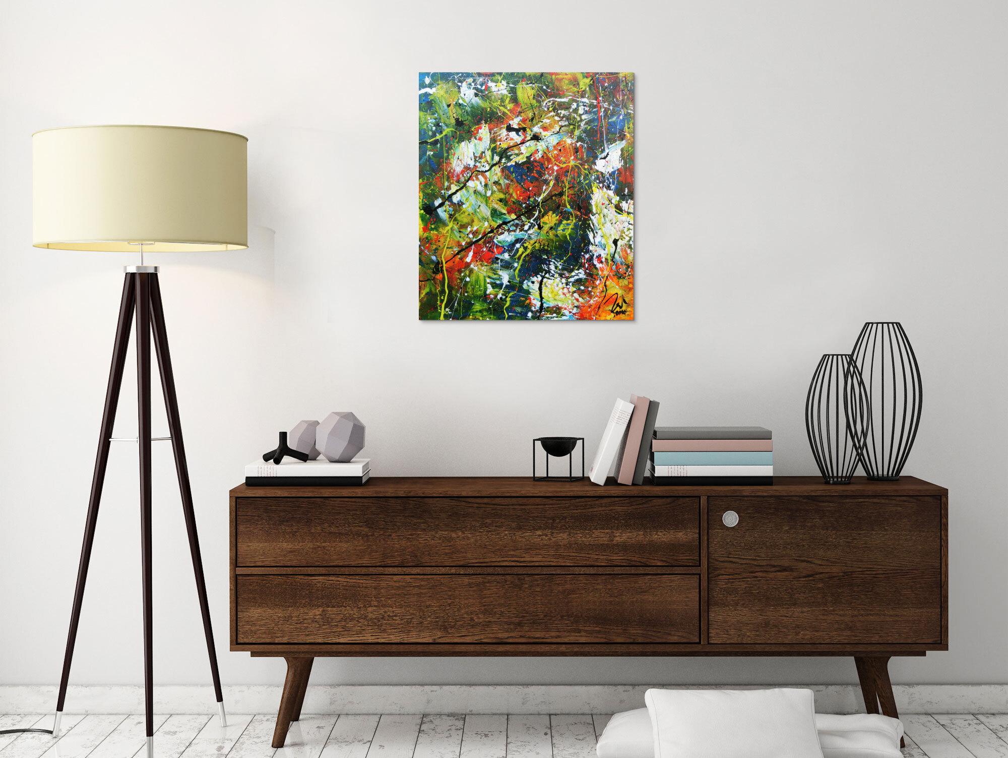 Buntes abstraktes Acrylbild mit vielen Farben sehr modern