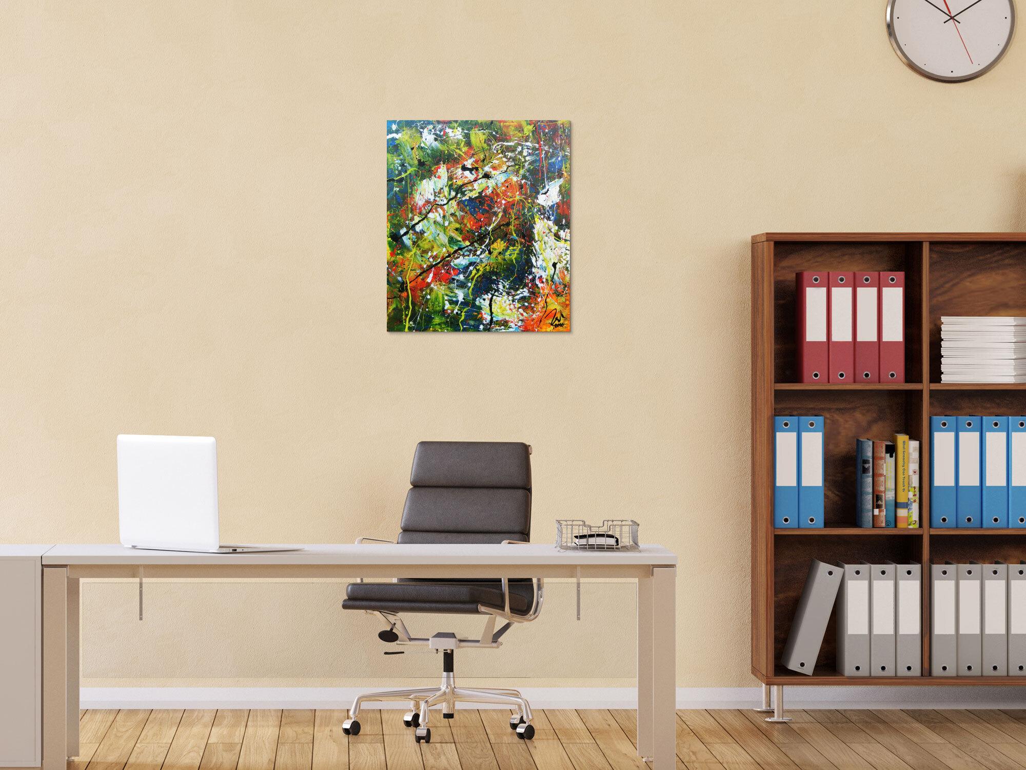 Buntes abstraktes Acrylbild mit vielen Farben sehr modern