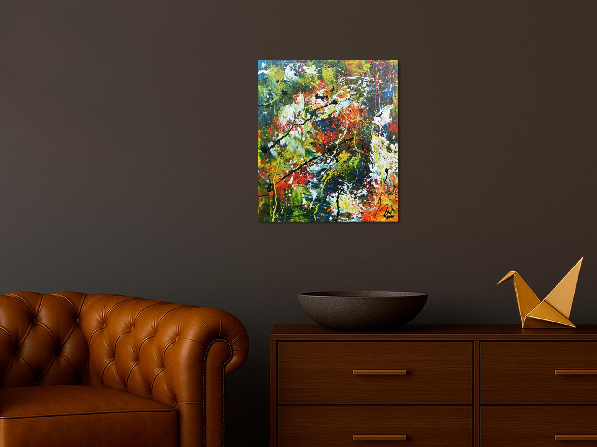 Buntes abstraktes Acrylbild mit vielen Farben sehr modern