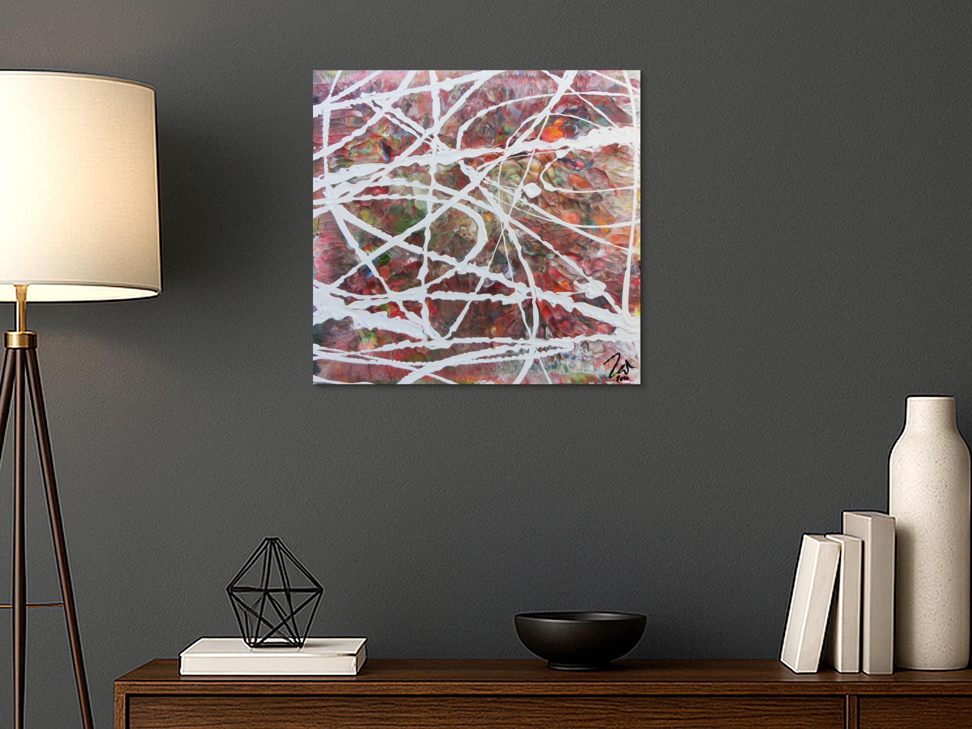 Abstraktes Acrylbild mit hellen Pastellfarben
