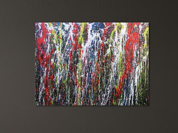Abstraktes Kunstwerk in Rot und Orange