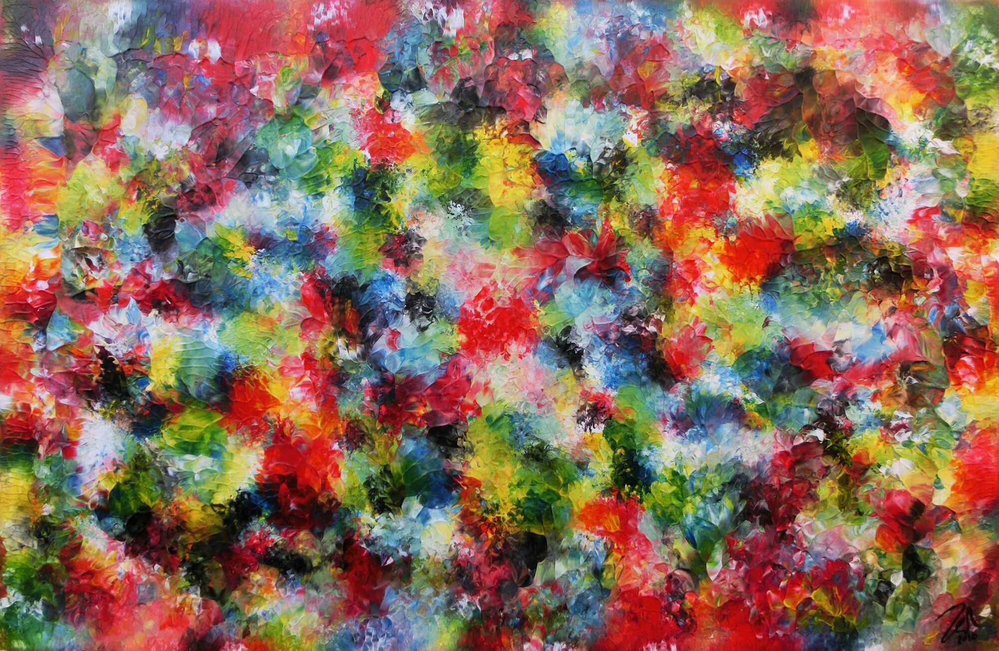 Sehr buntes abstraktes Acrylgemlde modern mit sehr vielen Farben