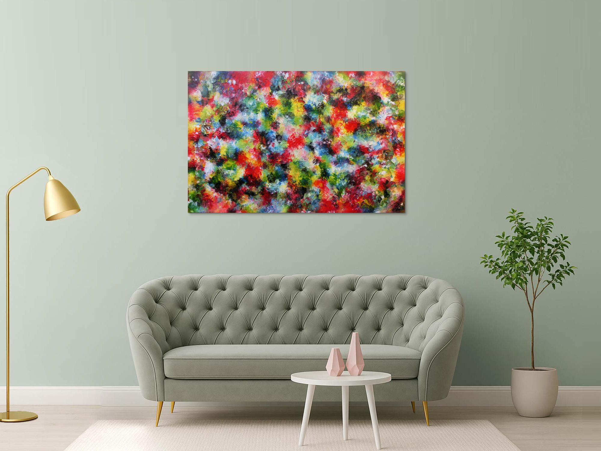 Sehr buntes abstraktes Acrylgemlde modern mit sehr vielen Farben