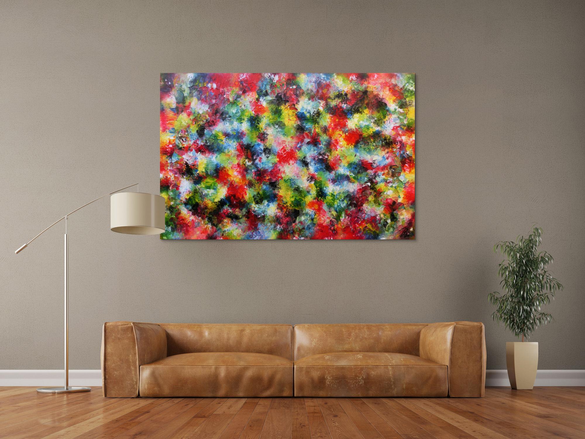 Sehr buntes abstraktes Acrylgemlde modern mit sehr vielen Farben