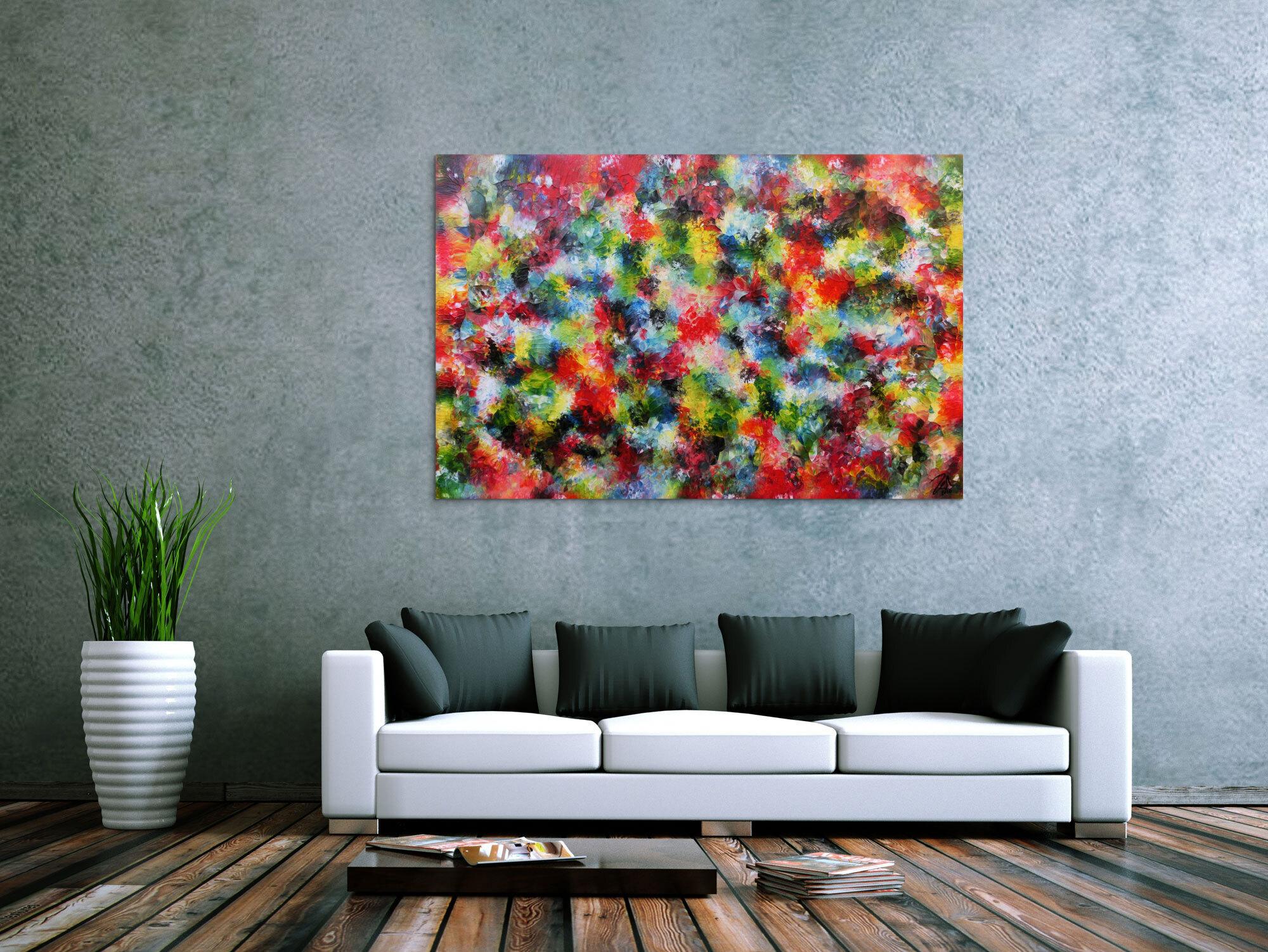 Sehr buntes abstraktes Acrylgemlde modern mit sehr vielen Farben