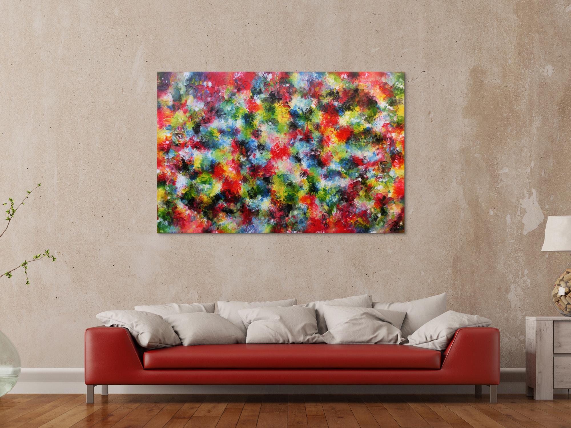 Sehr buntes abstraktes Acrylgemlde modern mit sehr vielen Farben