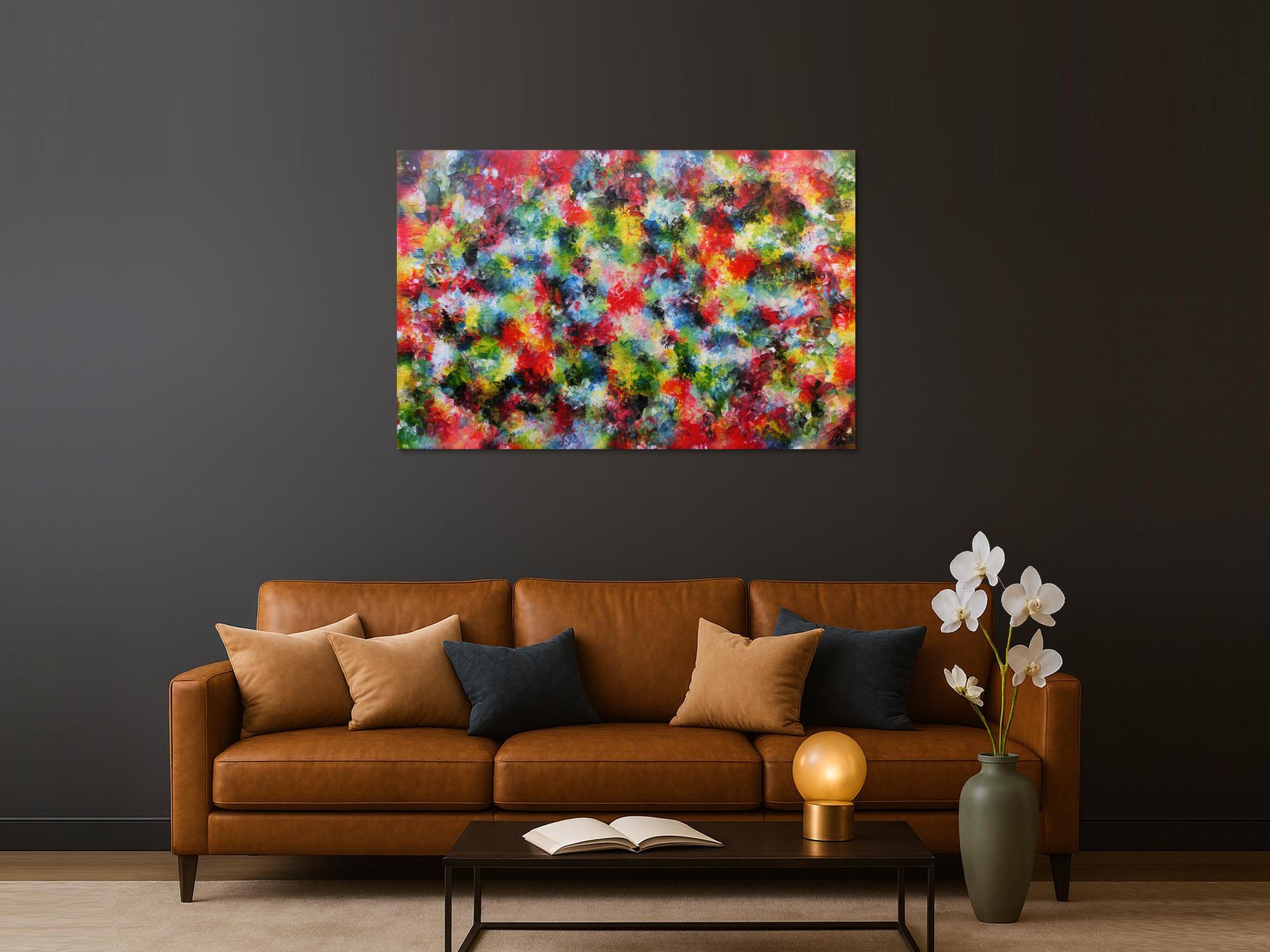 Sehr buntes abstraktes Acrylgemlde modern mit sehr vielen Farben