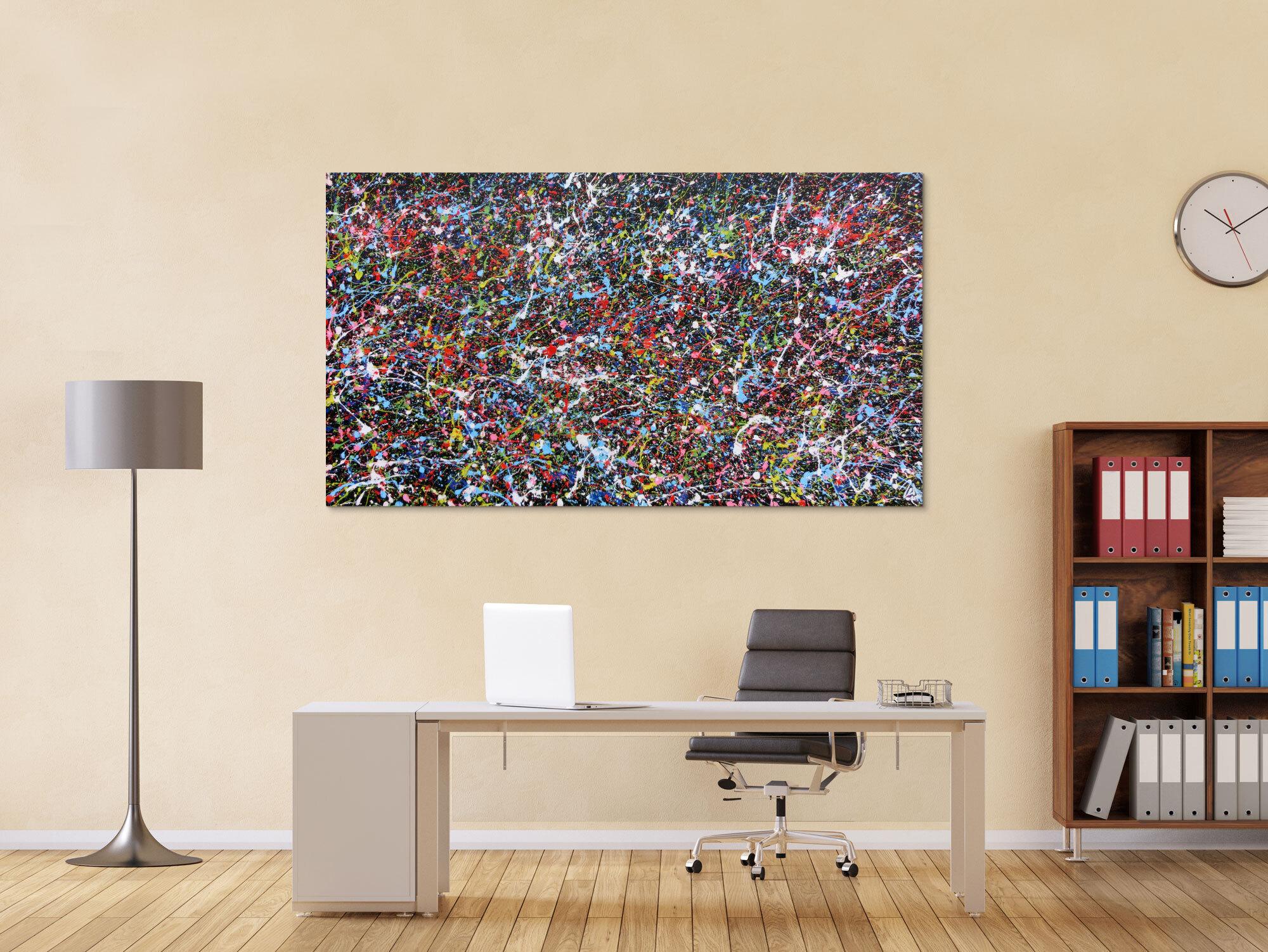 Abstraktes Acrylgemälde mit vielen Farben sehr bunt Splashstyle