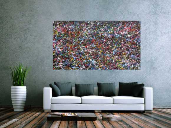 Abstraktes Acrylgemälde mit vielen Farben sehr bunt Splashstyle