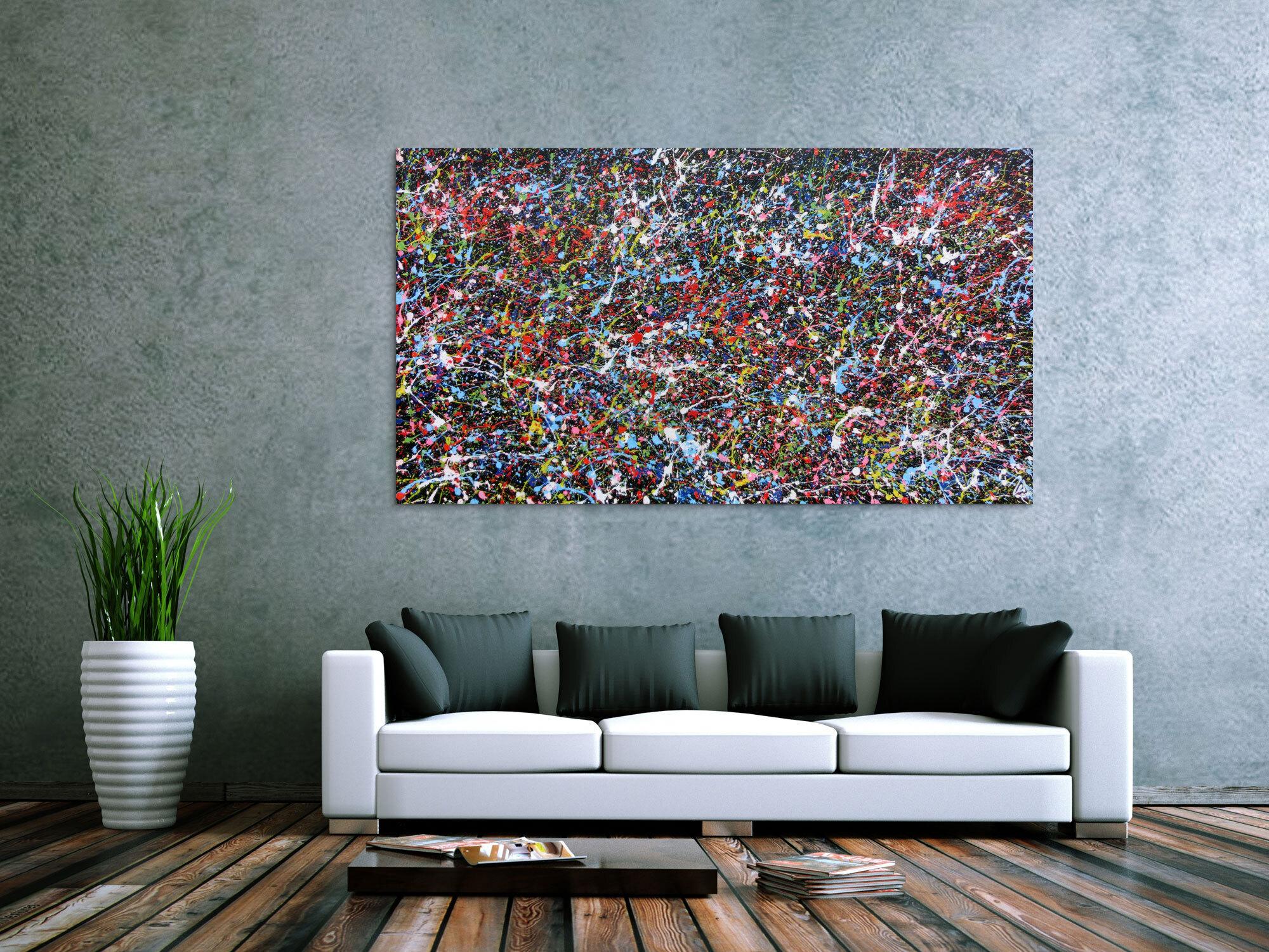 Abstraktes Acrylgemälde mit vielen Farben sehr bunt Splashstyle