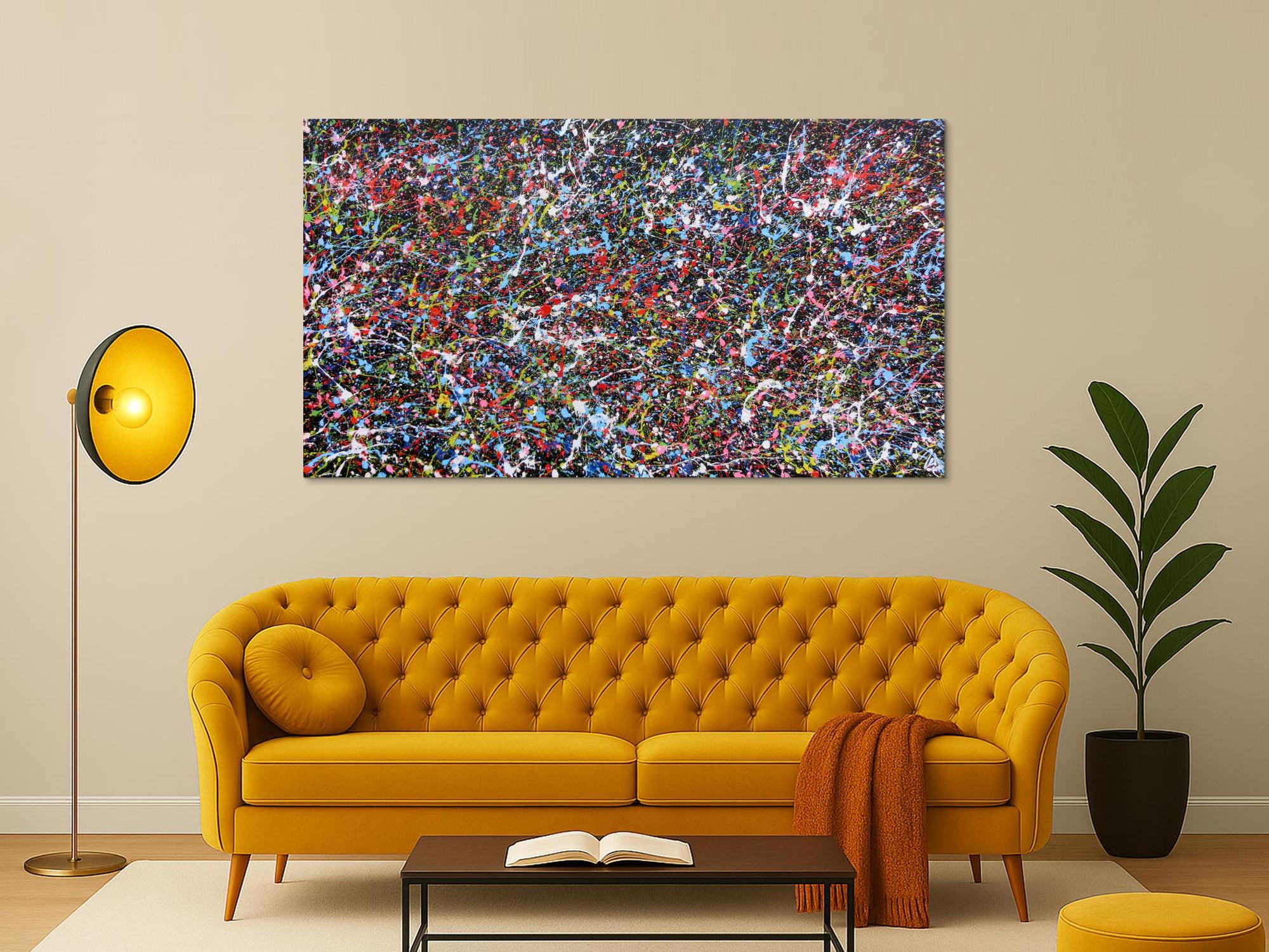 Abstraktes Acrylgemälde mit vielen Farben sehr bunt Splashstyle