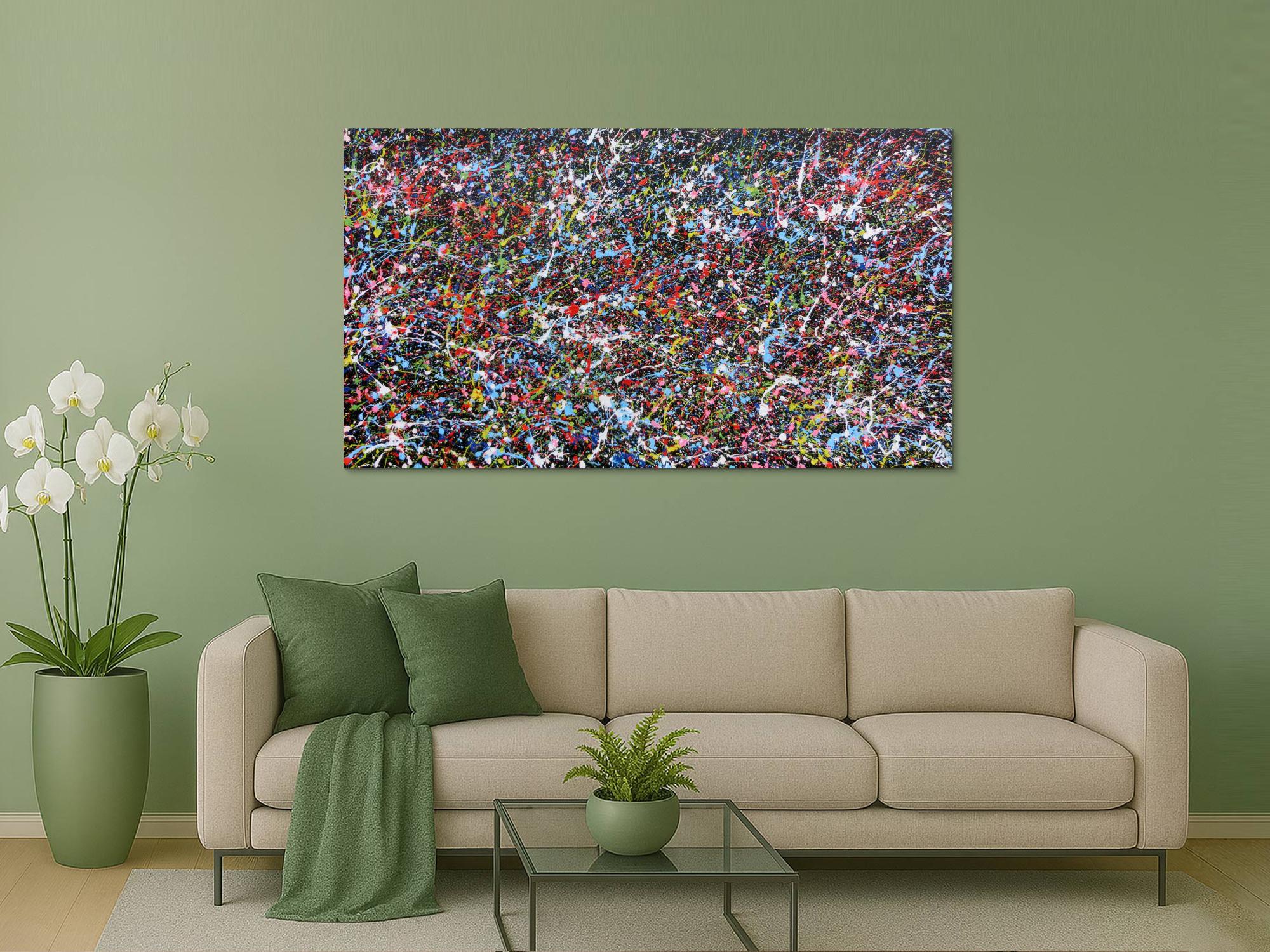 Abstraktes Acrylgemälde mit vielen Farben sehr bunt Splashstyle