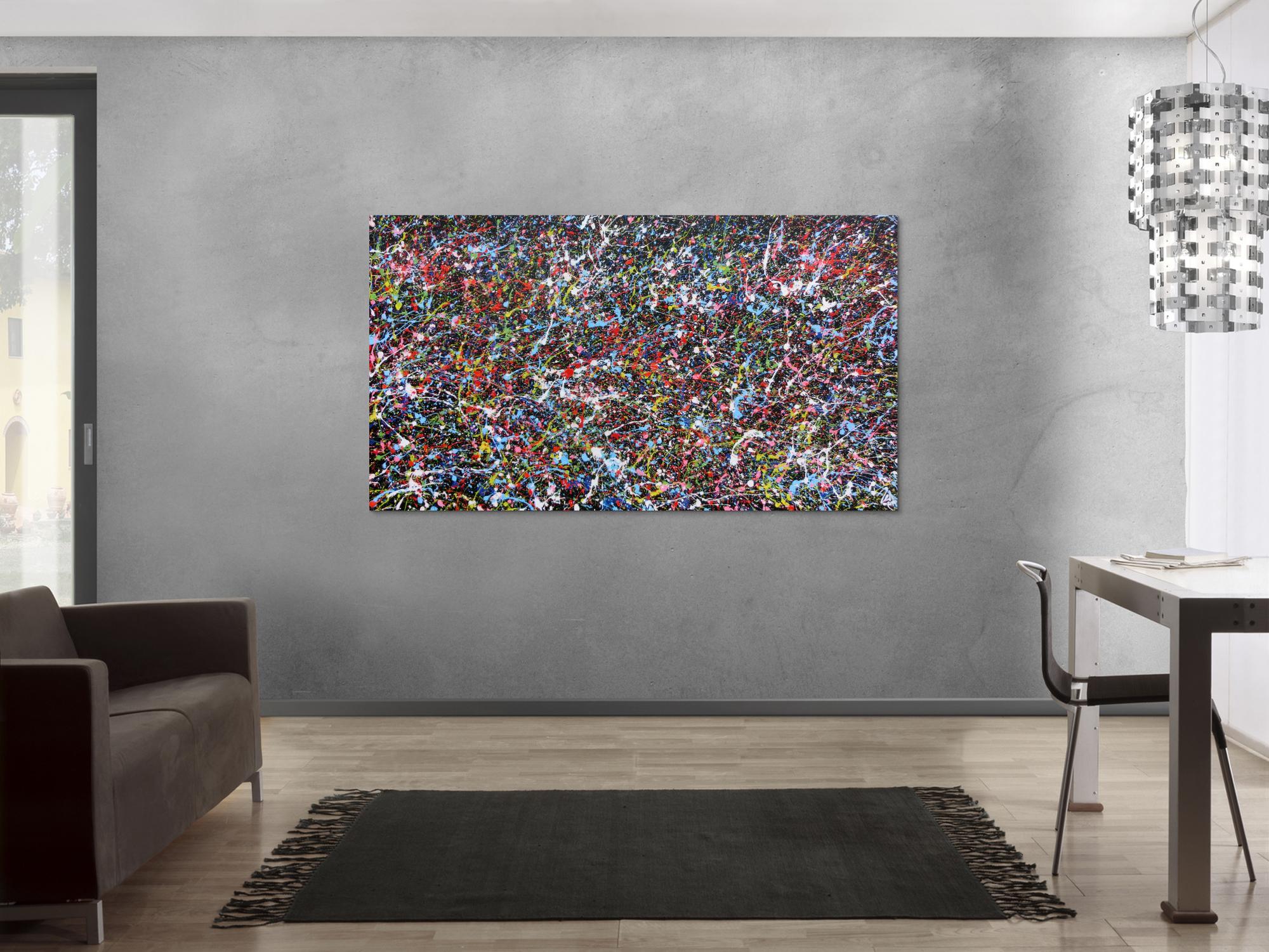 Abstraktes Acrylgemälde mit vielen Farben sehr bunt Splashstyle