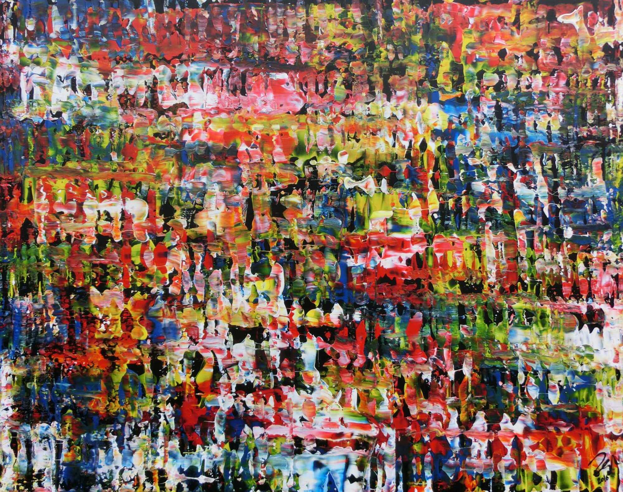 Sehr Buntes abstraktes Acryl Gemälde modern und mit vielen Farben