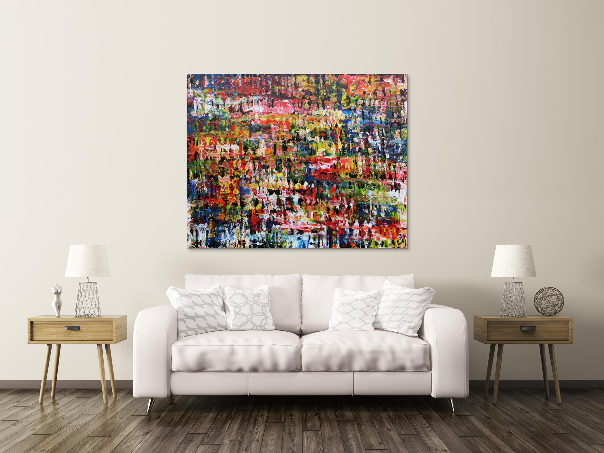 Sehr Buntes abstraktes Acryl Gemälde modern und mit vielen Farben