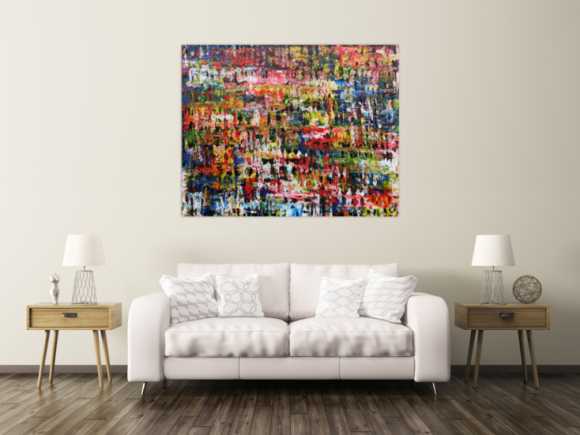 Sehr Buntes abstraktes Acryl Gemälde modern und mit vielen Farben