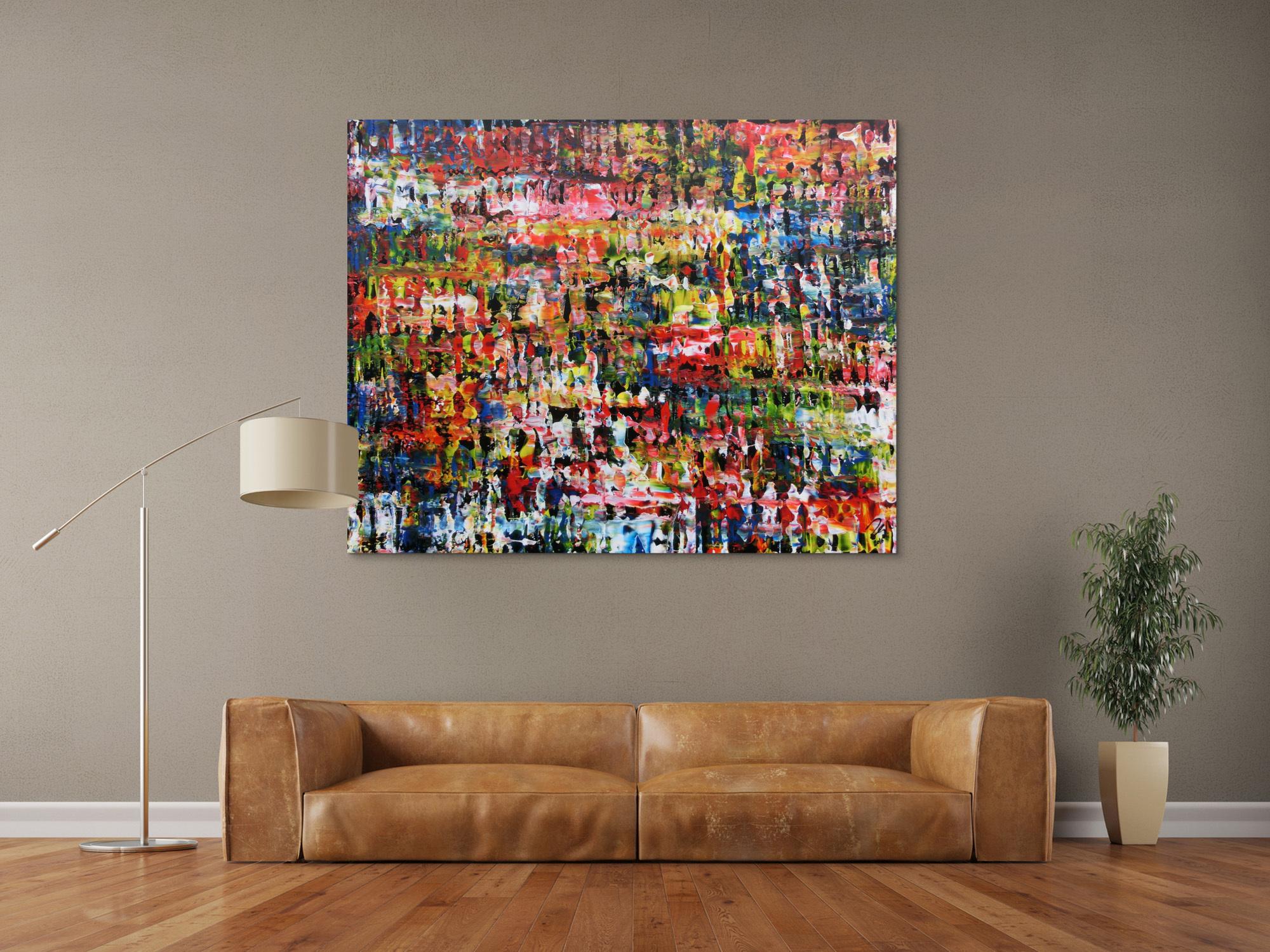 Sehr Buntes abstraktes Acryl Gemälde modern und mit vielen Farben