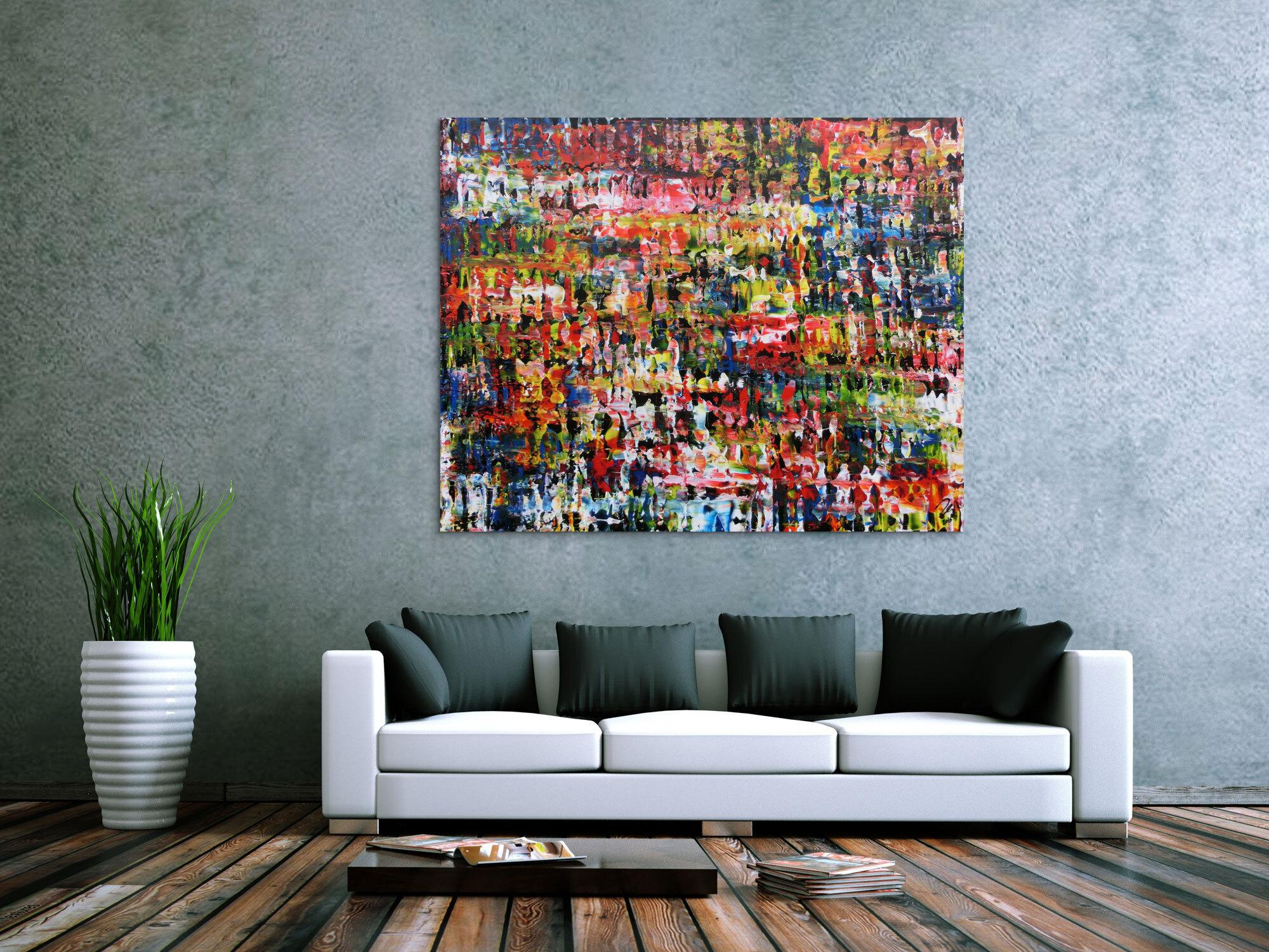 Sehr Buntes abstraktes Acryl Gemälde modern und mit vielen Farben