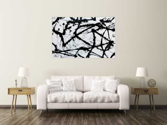 Minimalistisches Acrylgemälde in schwarz weiß modern und abstrakt