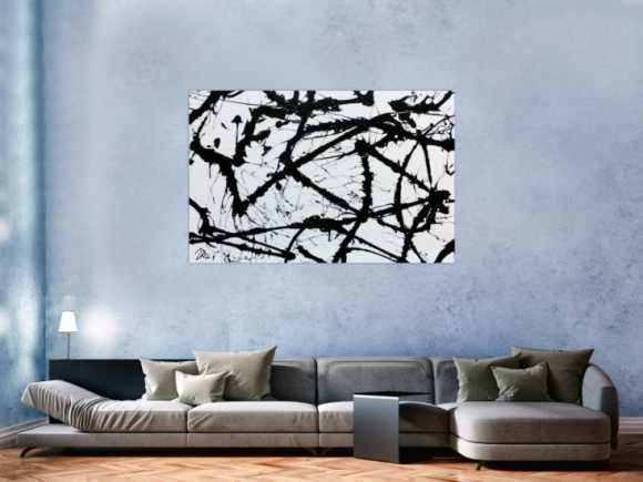Minimalistisches Acrylgemälde in schwarz weiß modern und abstrakt