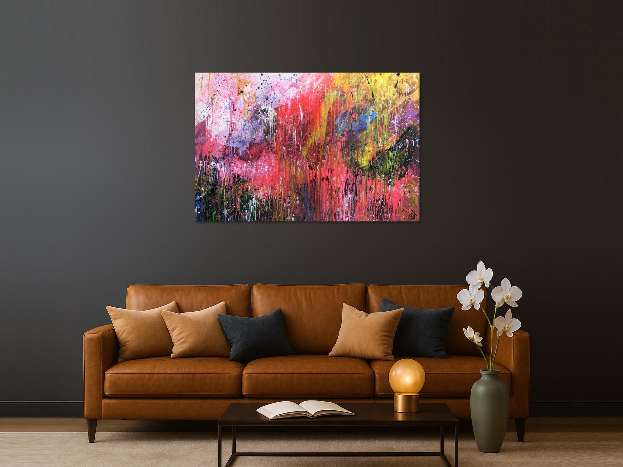 Buntes abstraktes Acrylgemälde modern und mit vielen Farben