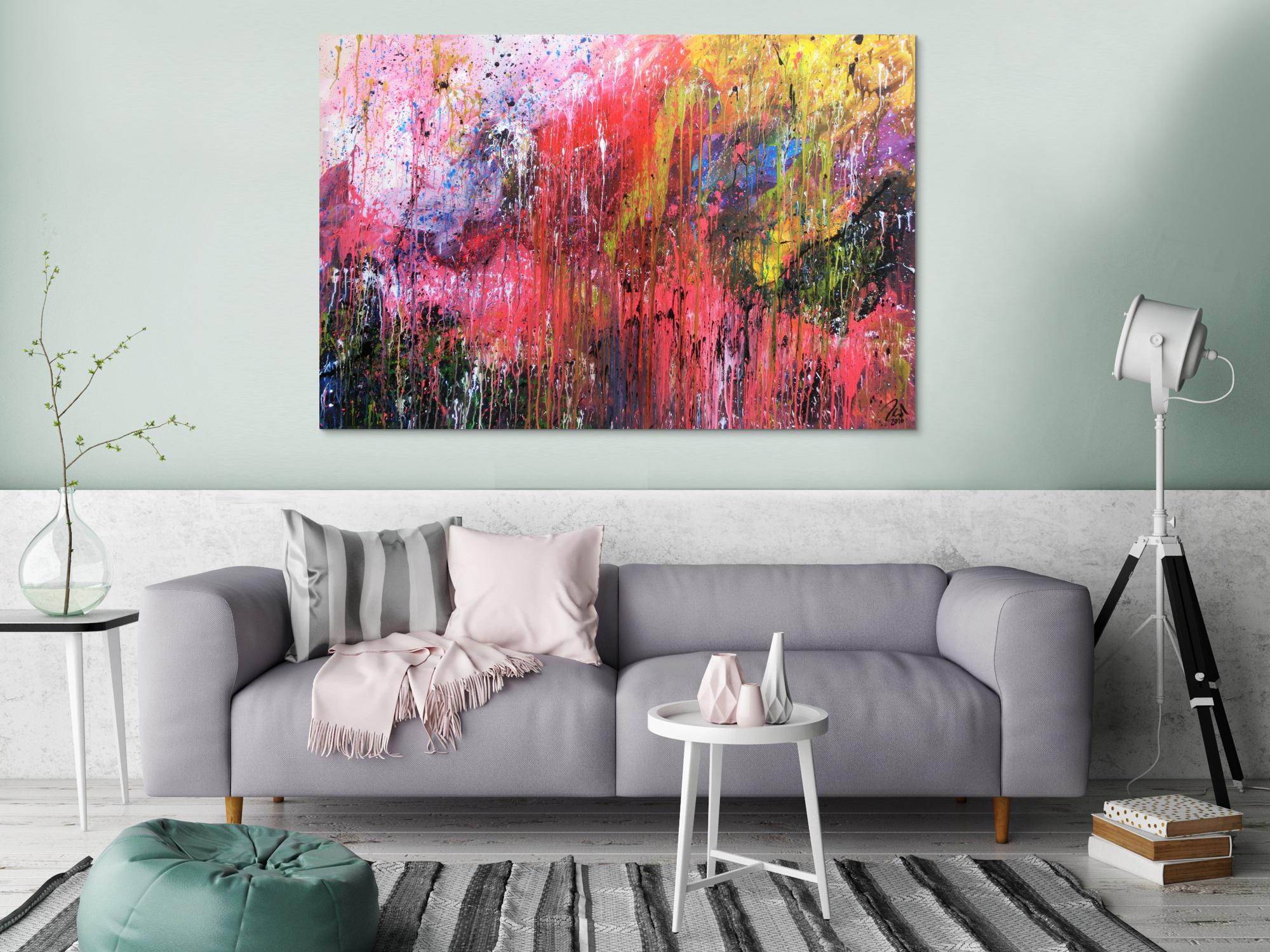 Buntes abstraktes Acrylgemälde modern und mit vielen Farben