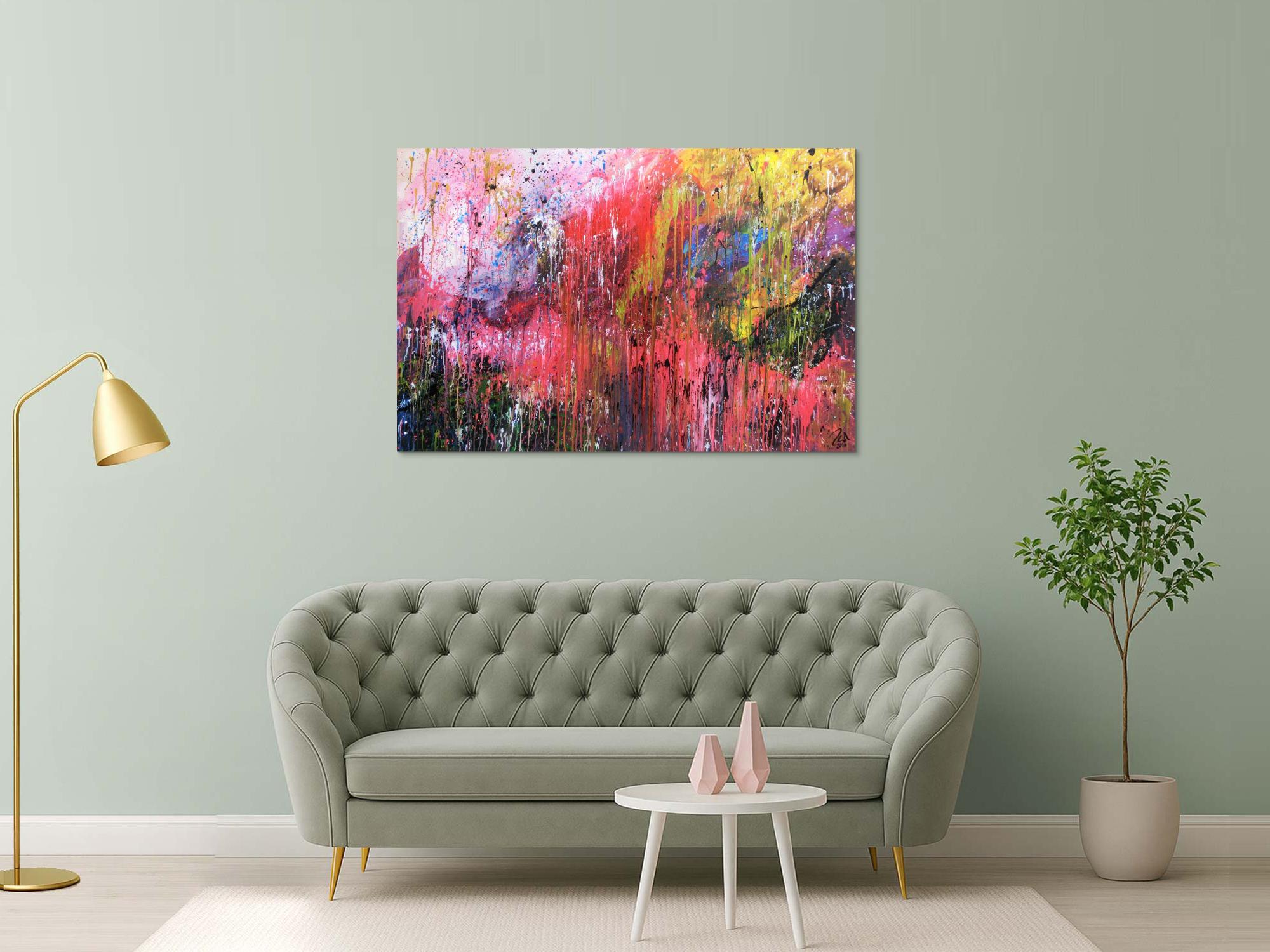 Buntes abstraktes Acrylgemälde modern und mit vielen Farben