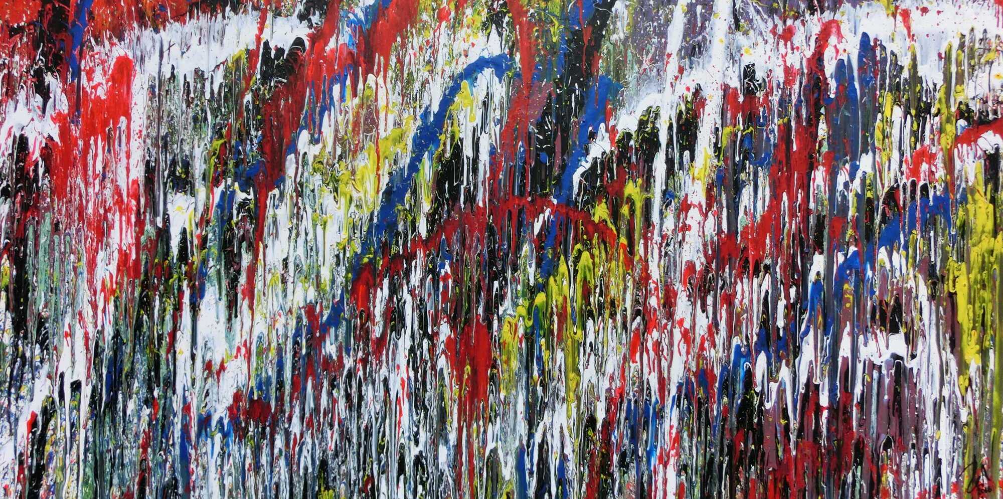 Buntes Gemälde aus Acryl modern abstrakt mit vielen Farben