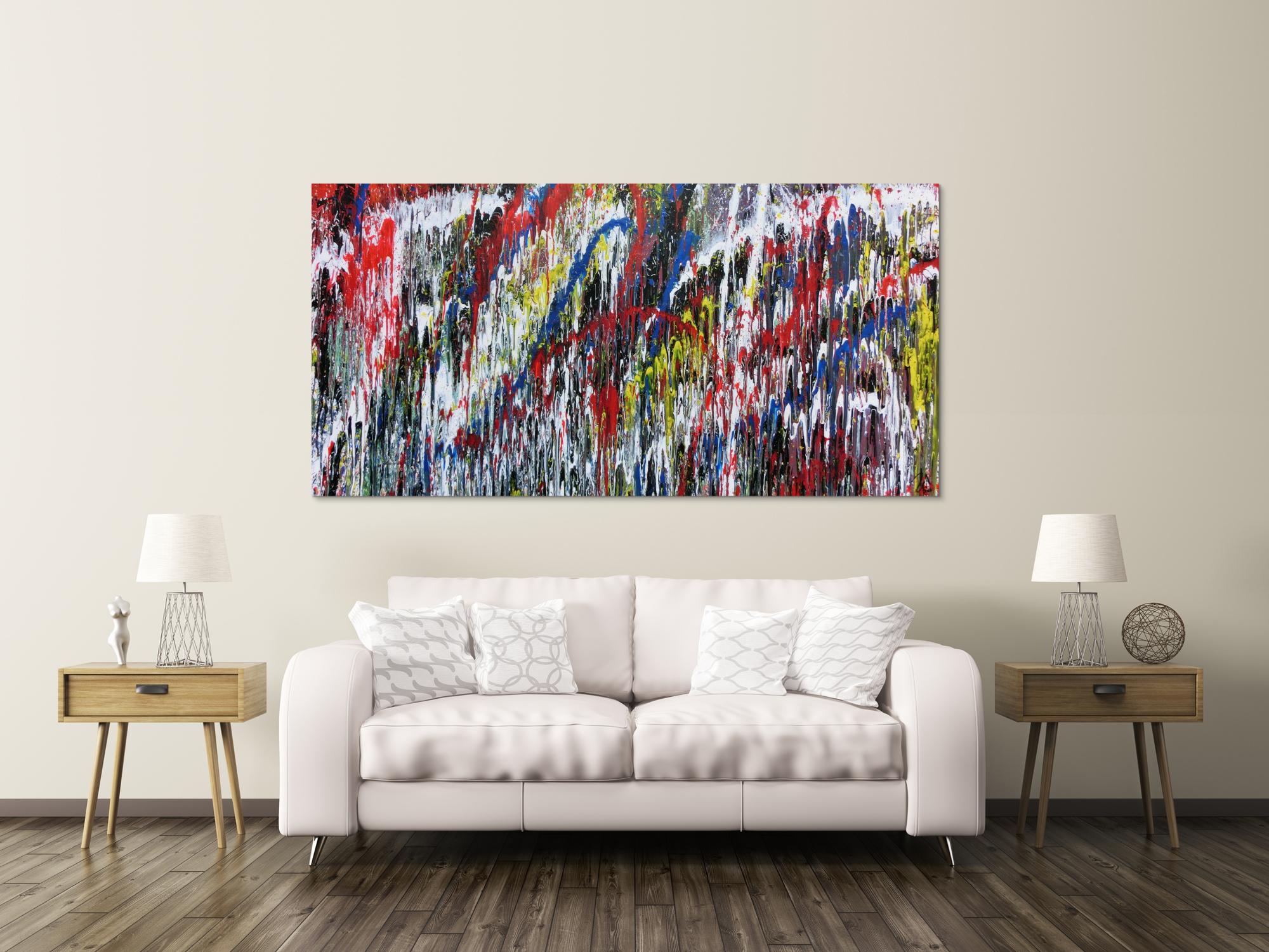 Buntes Gemälde aus Acryl modern abstrakt mit vielen Farben