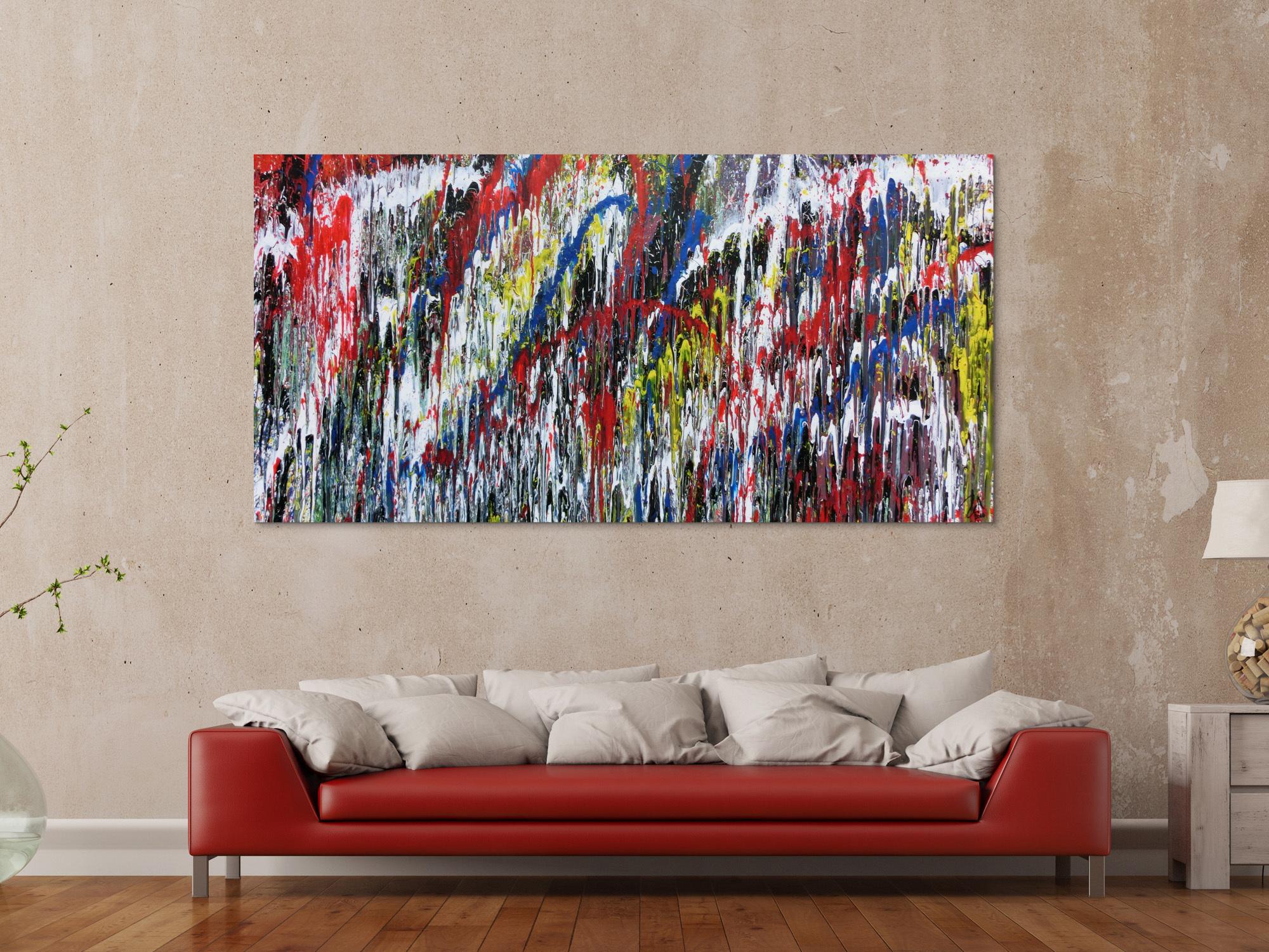 Buntes Gemälde aus Acryl modern abstrakt mit vielen Farben