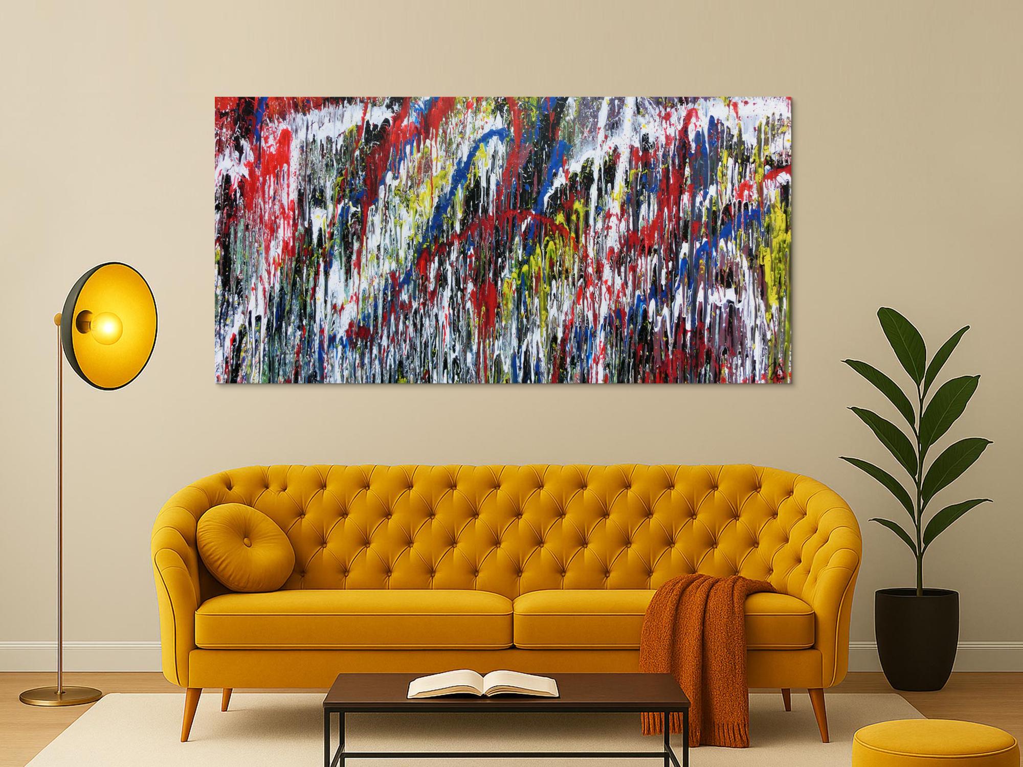 Buntes Gemälde aus Acryl modern abstrakt mit vielen Farben