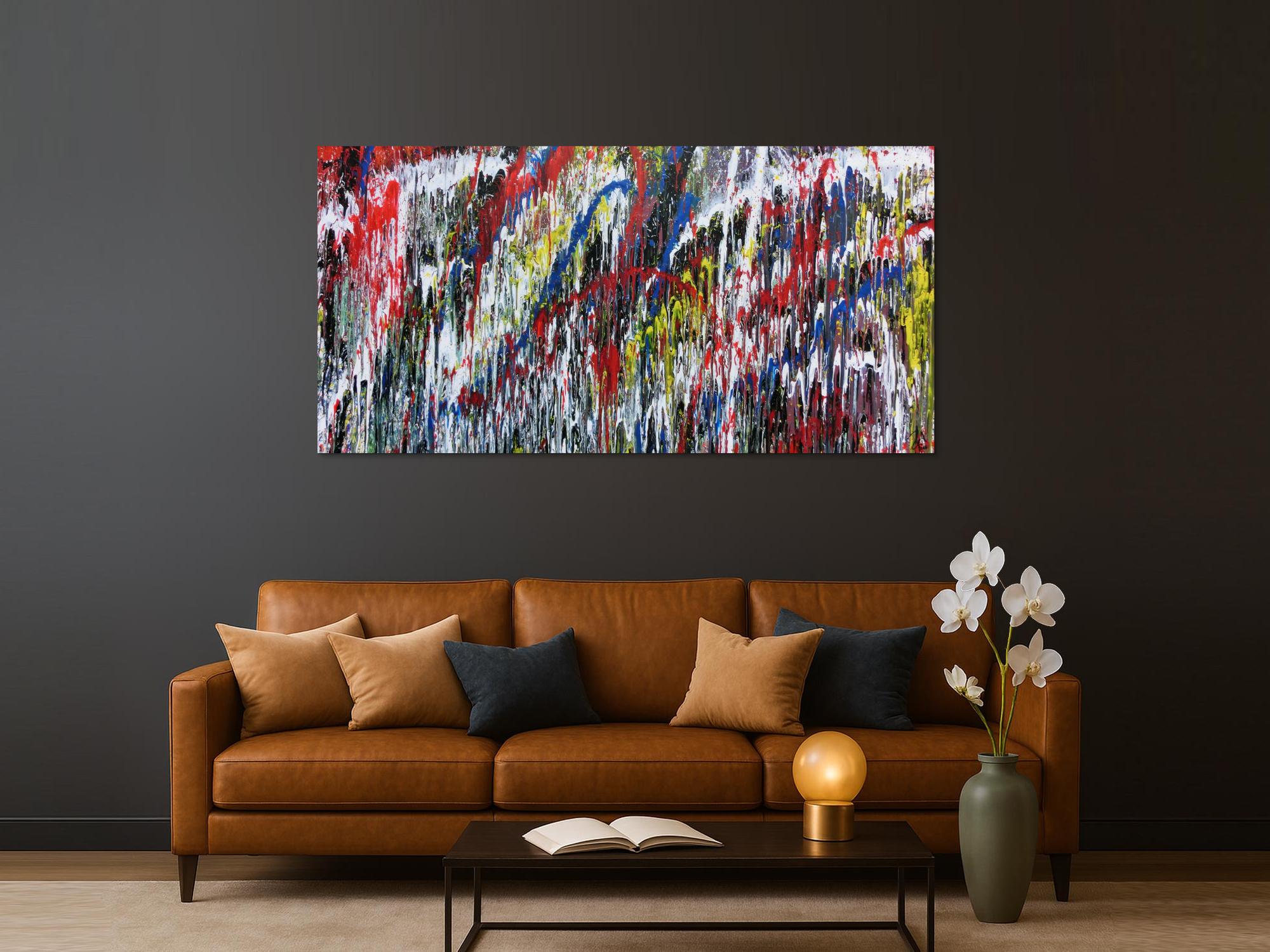 Buntes Gemälde aus Acryl modern abstrakt mit vielen Farben