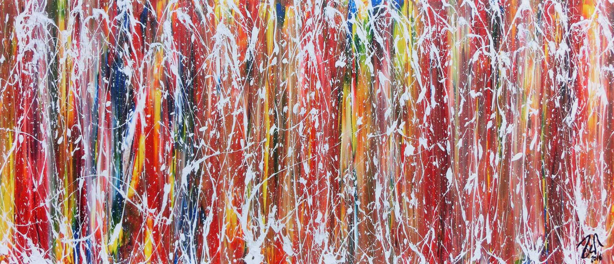 Buntes Acrylgemälde abstrakt mit vielen Farben sehr modern