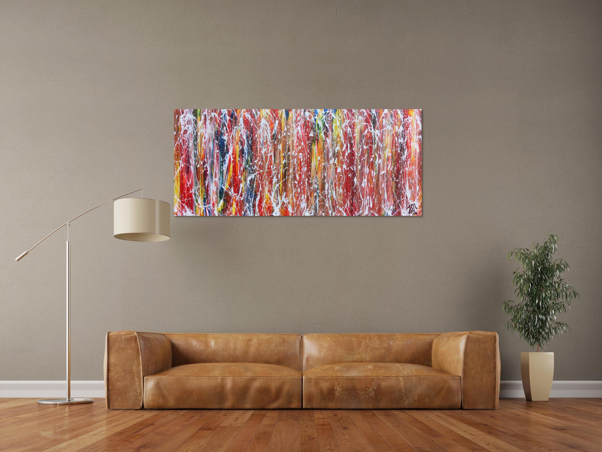 Buntes Acrylgemälde abstrakt mit vielen Farben sehr modern