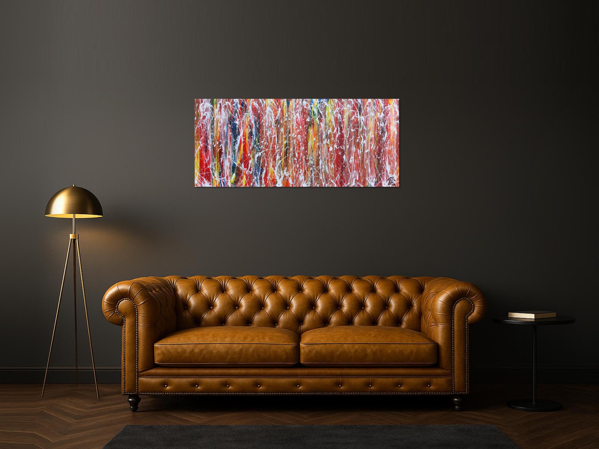 Buntes Acrylgemälde abstrakt mit vielen Farben sehr modern