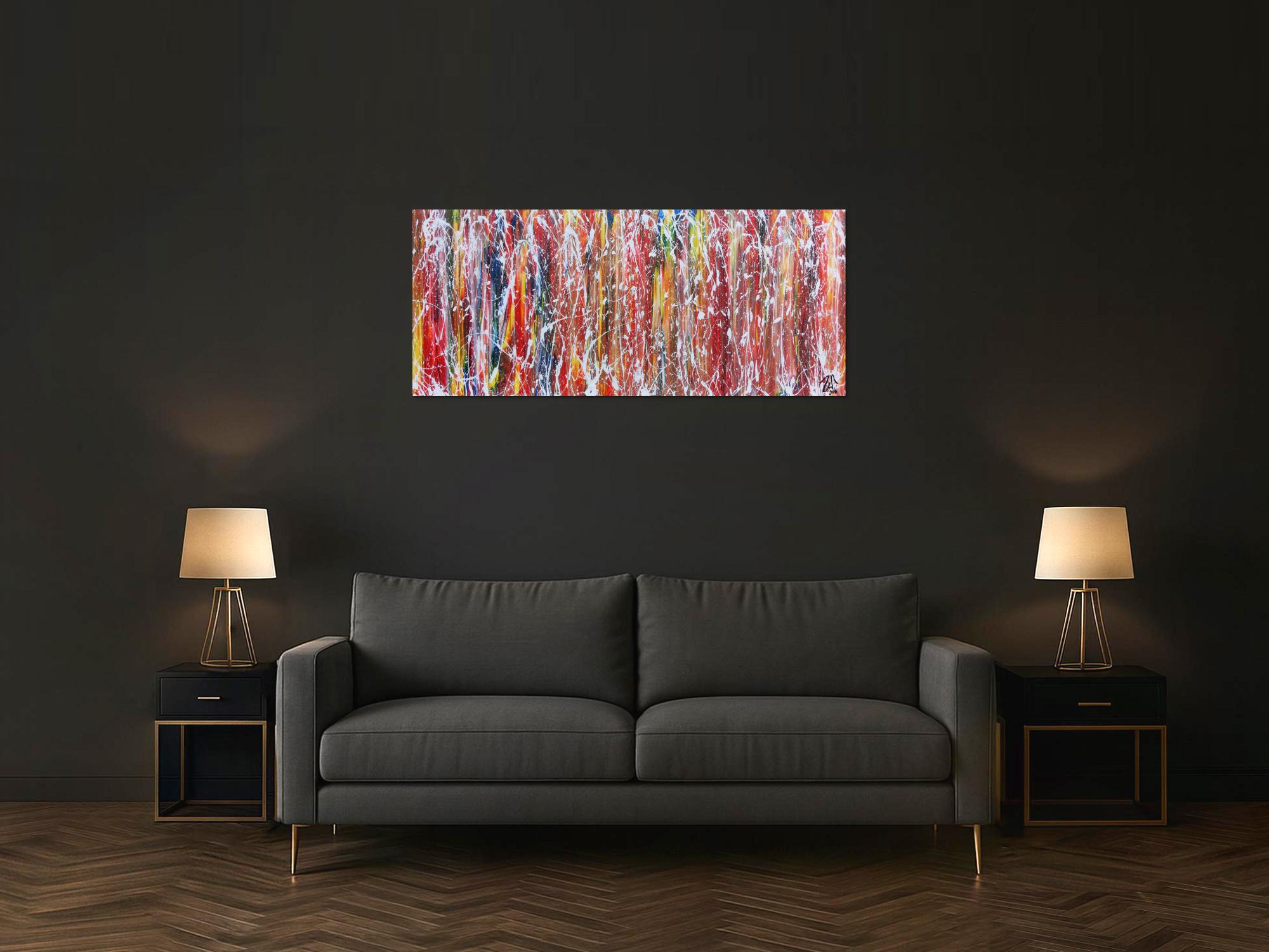 Buntes Acrylgemälde abstrakt mit vielen Farben sehr modern