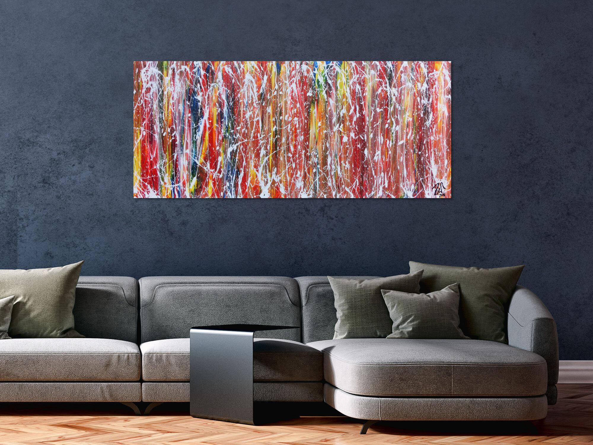 Buntes Acrylgemälde abstrakt mit vielen Farben sehr modern