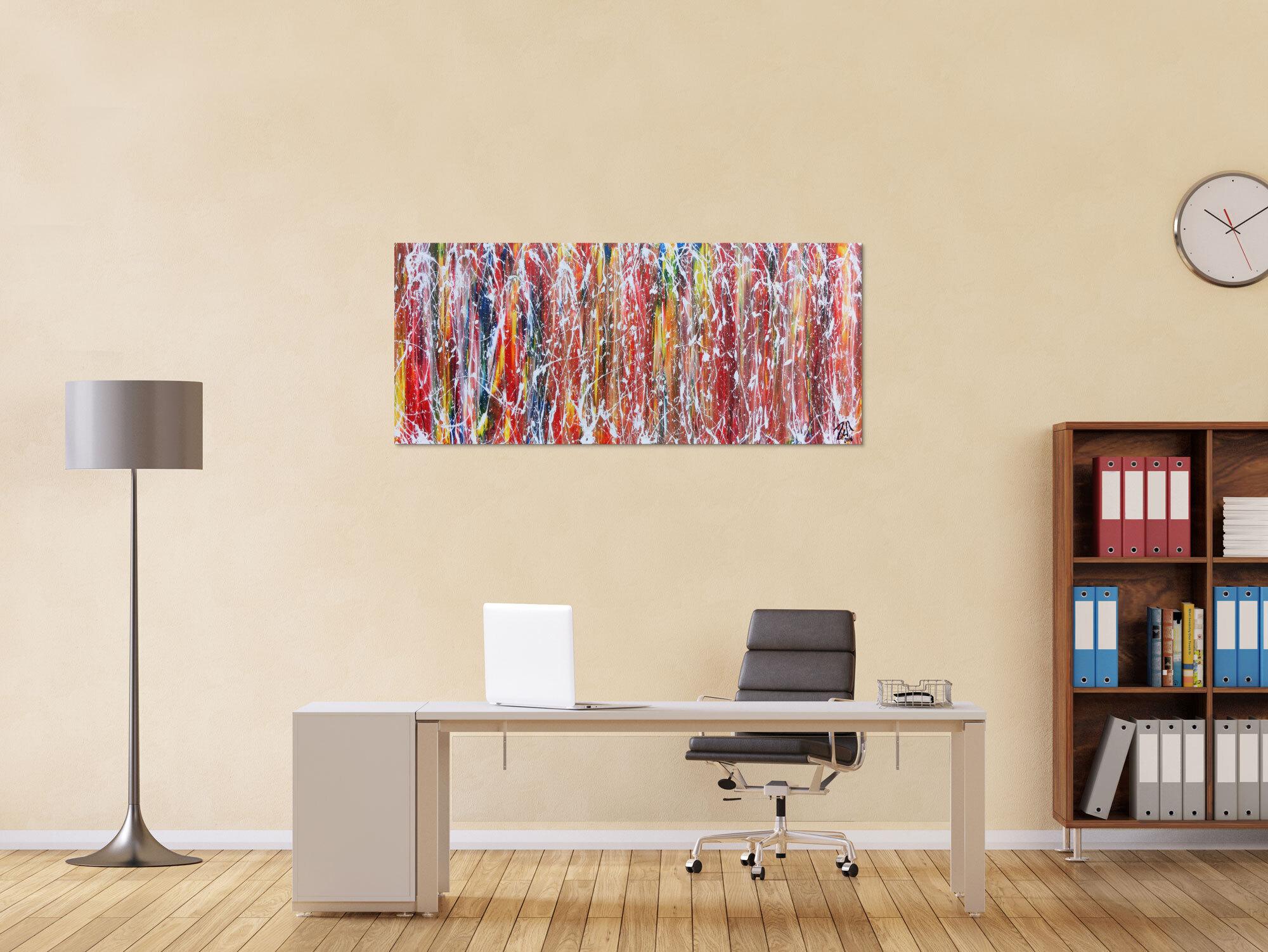 Buntes Acrylgemälde abstrakt mit vielen Farben sehr modern