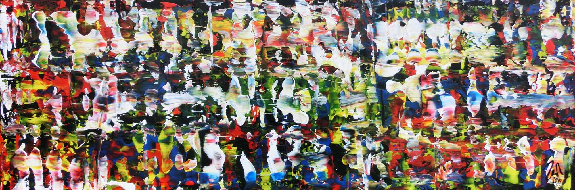 Abstraktes Acrylgemälde modern und sehr bunt