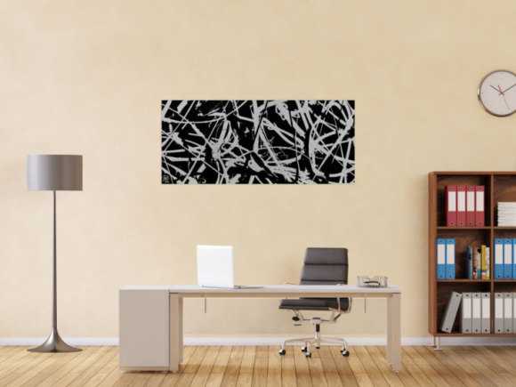 Minimalistisches Gemälde aus Acryl abstrakt in schwarz weiß modern