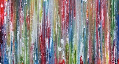 Sehr buntes Acrylgemälde abstrakt modern mit vielen Farben