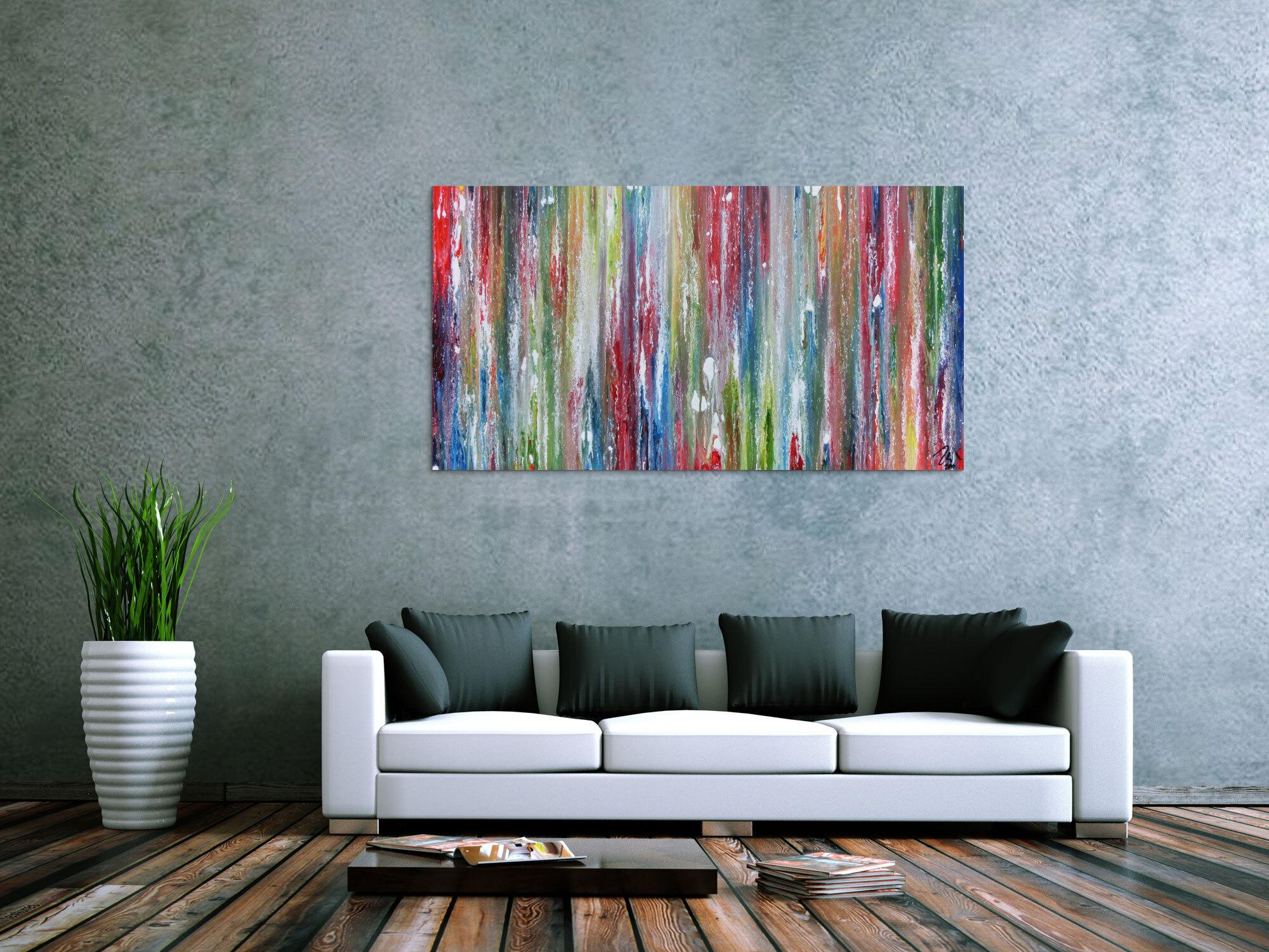 Sehr buntes Acrylgemälde abstrakt modern mit vielen Farben