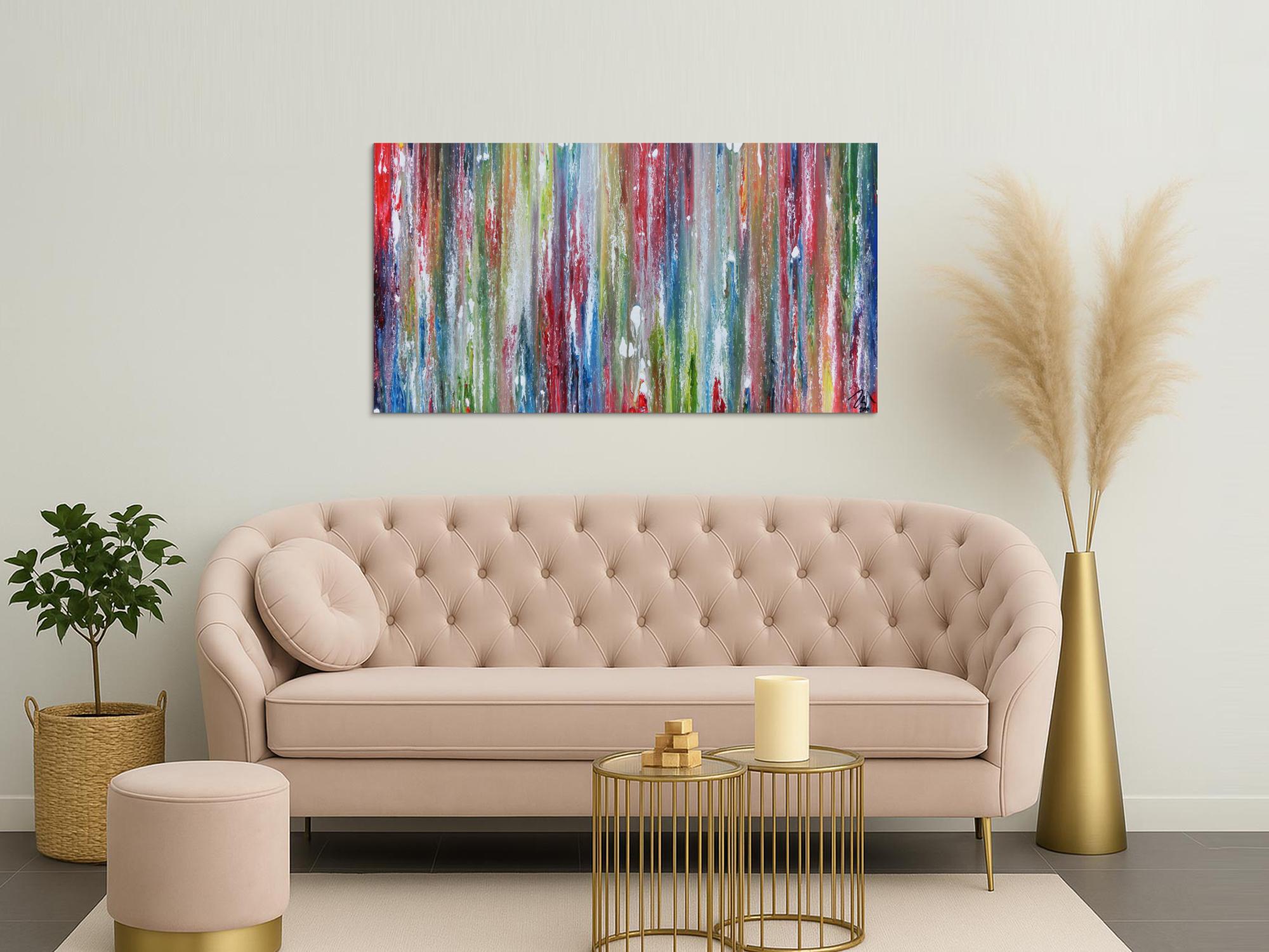 Sehr buntes Acrylgemälde abstrakt modern mit vielen Farben