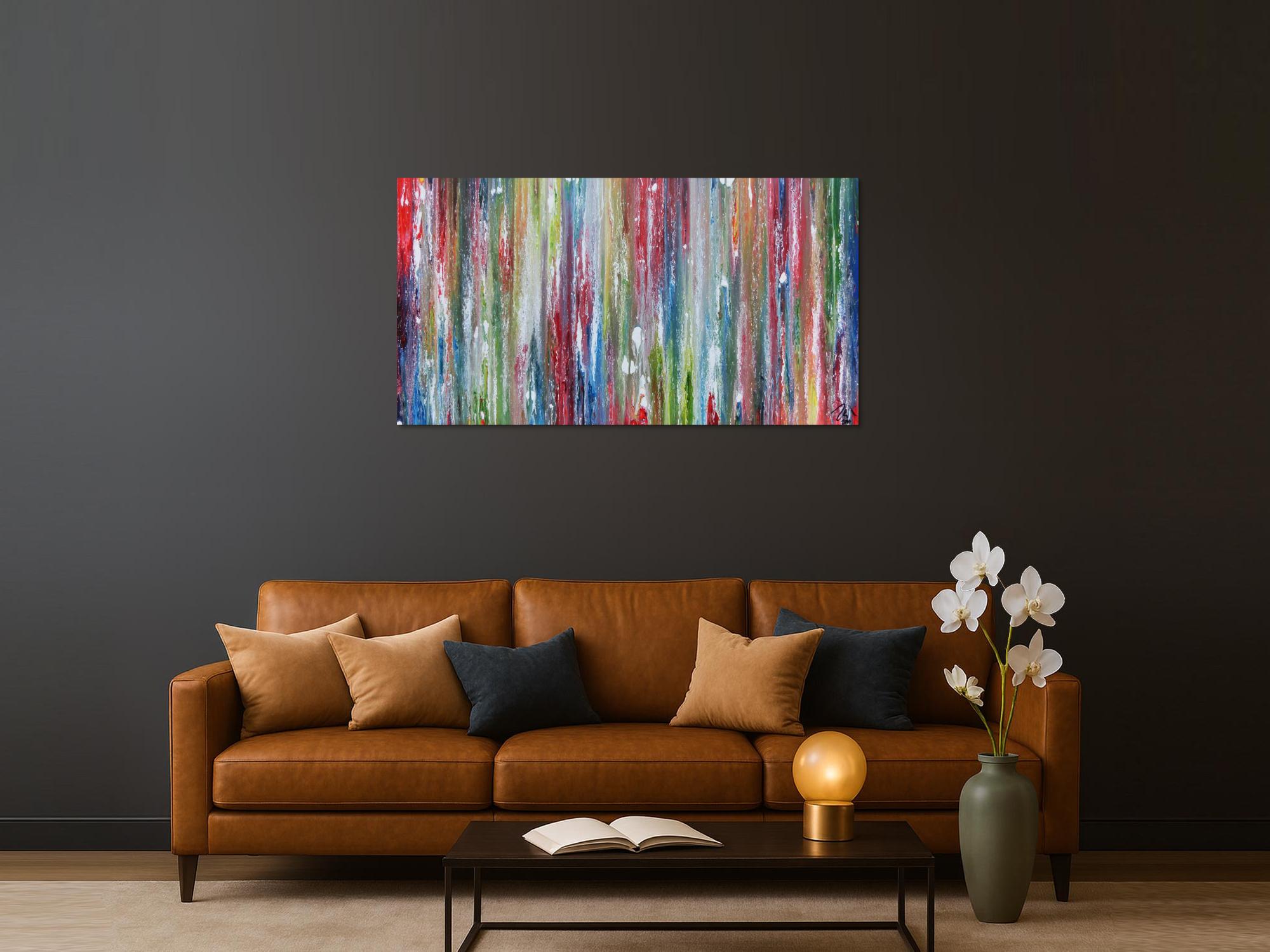 Sehr buntes Acrylgemälde abstrakt modern mit vielen Farben