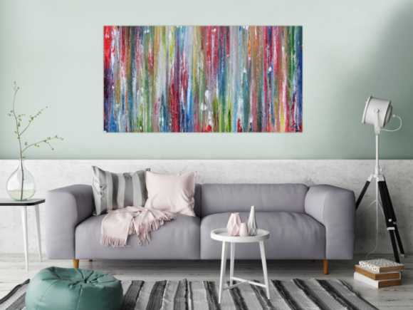 Sehr buntes Acrylgemälde abstrakt modern mit vielen Farben