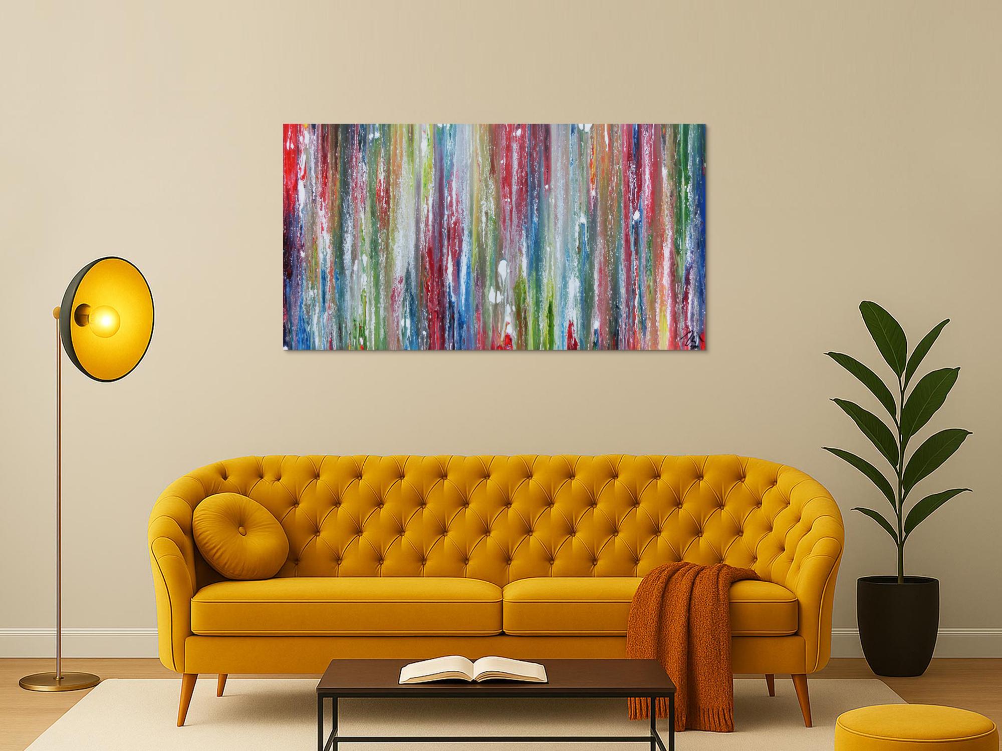 Sehr buntes Acrylgemälde abstrakt modern mit vielen Farben