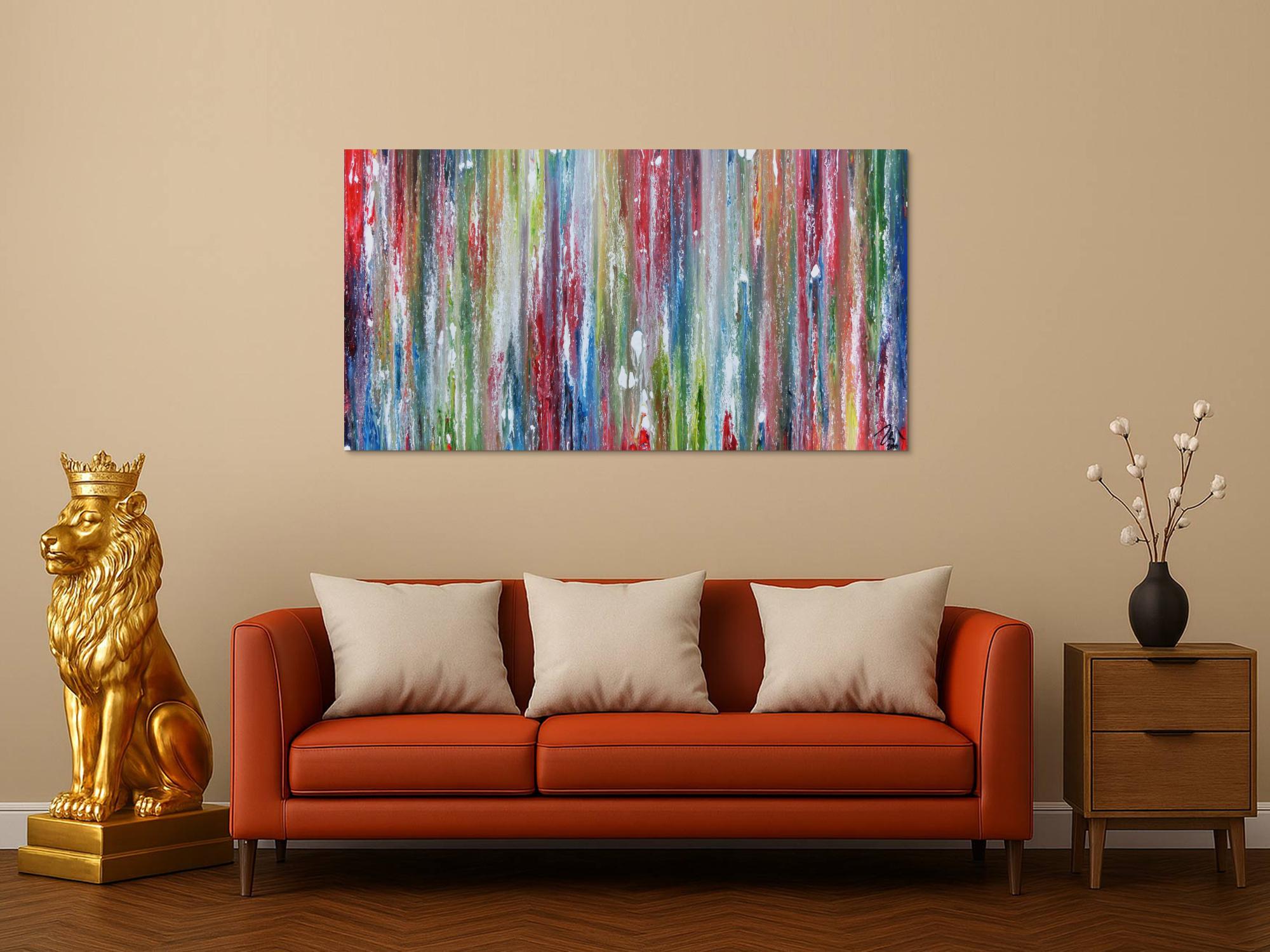 Sehr buntes Acrylgemälde abstrakt modern mit vielen Farben