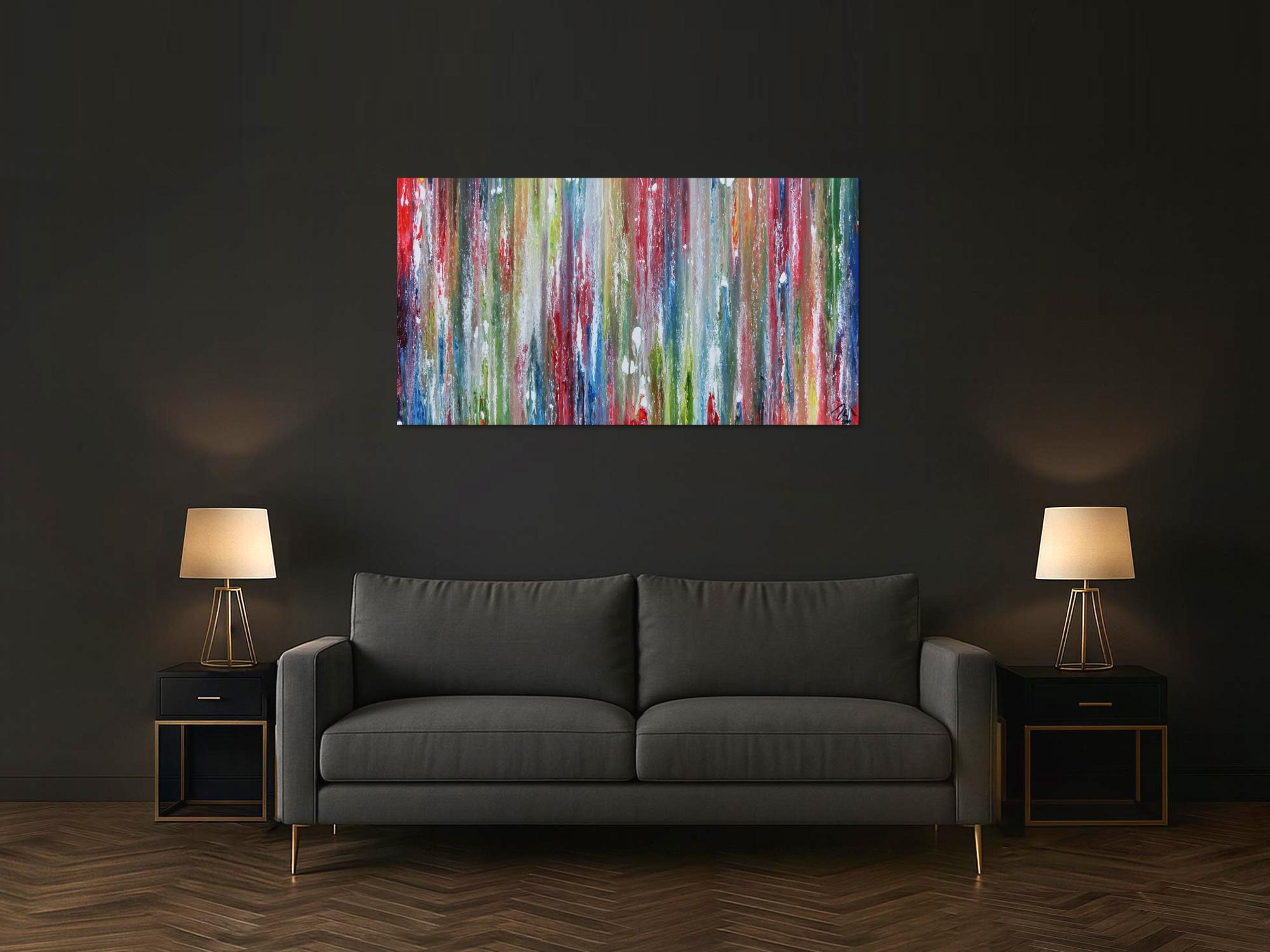 Sehr buntes Acrylgemälde abstrakt modern mit vielen Farben